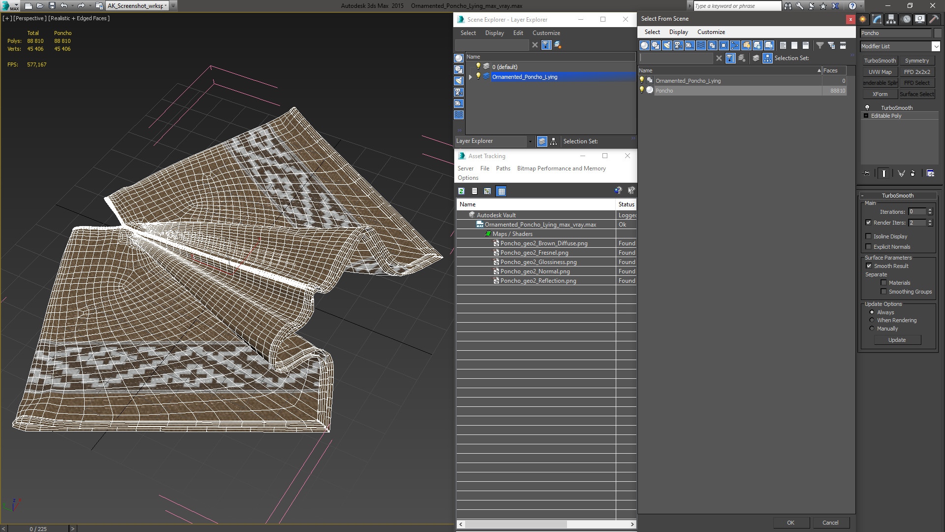 3D Ornamented Poncho Lying model
