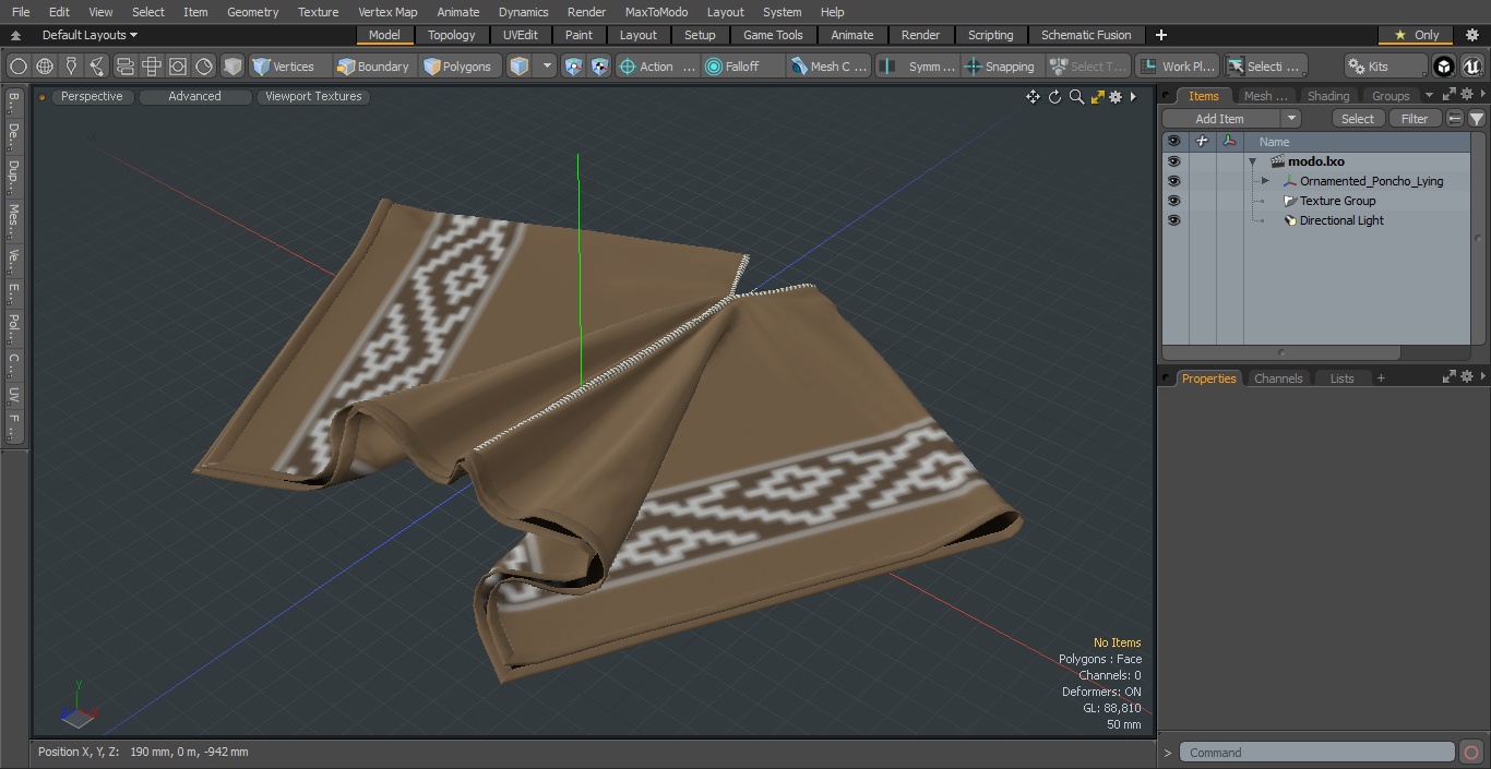 3D Ornamented Poncho Lying model