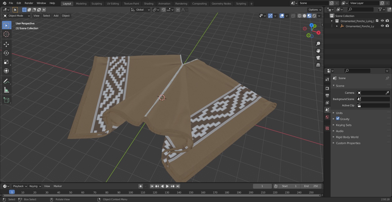 3D Ornamented Poncho Lying model
