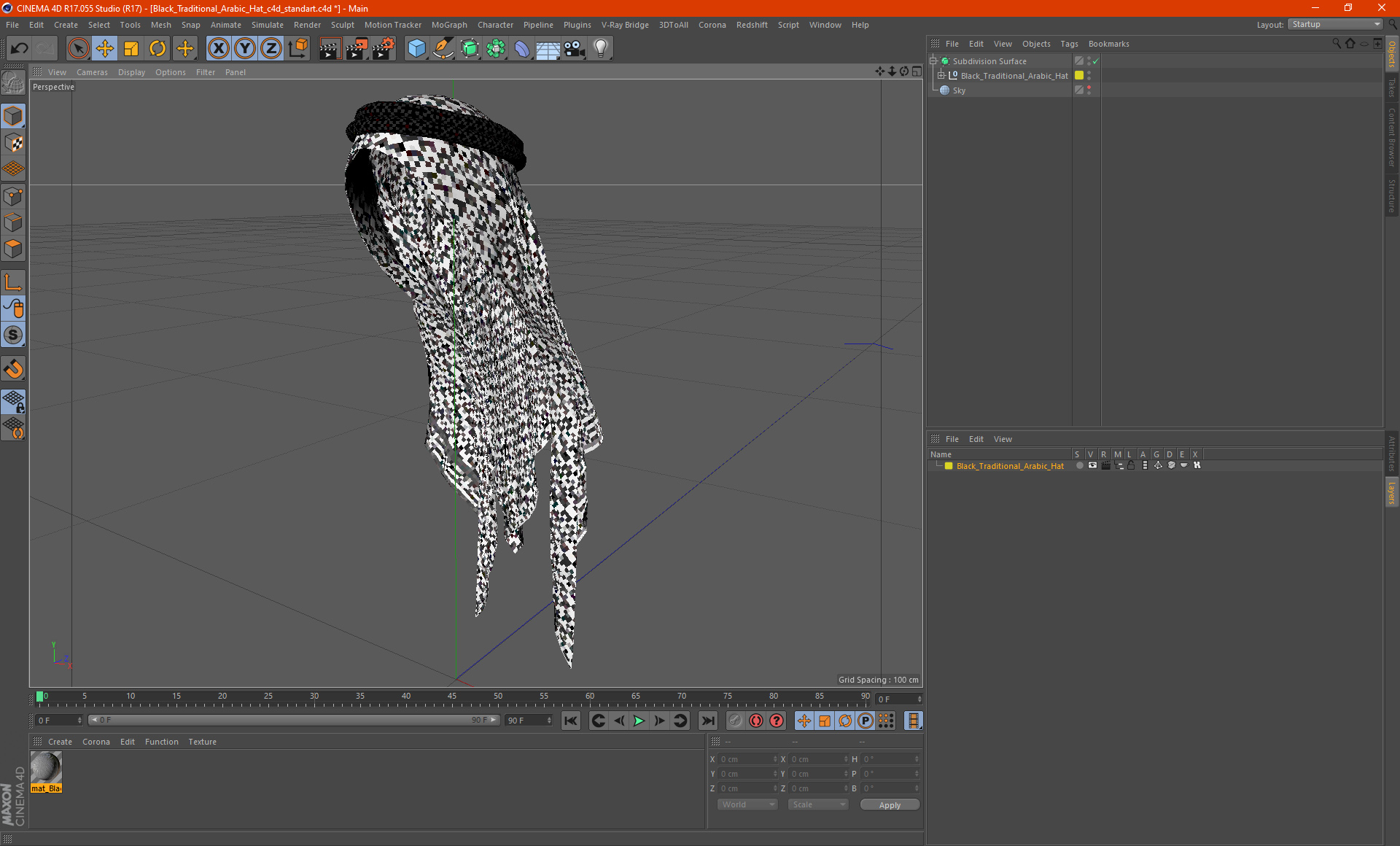 3D Black Traditional Arabic Hat model