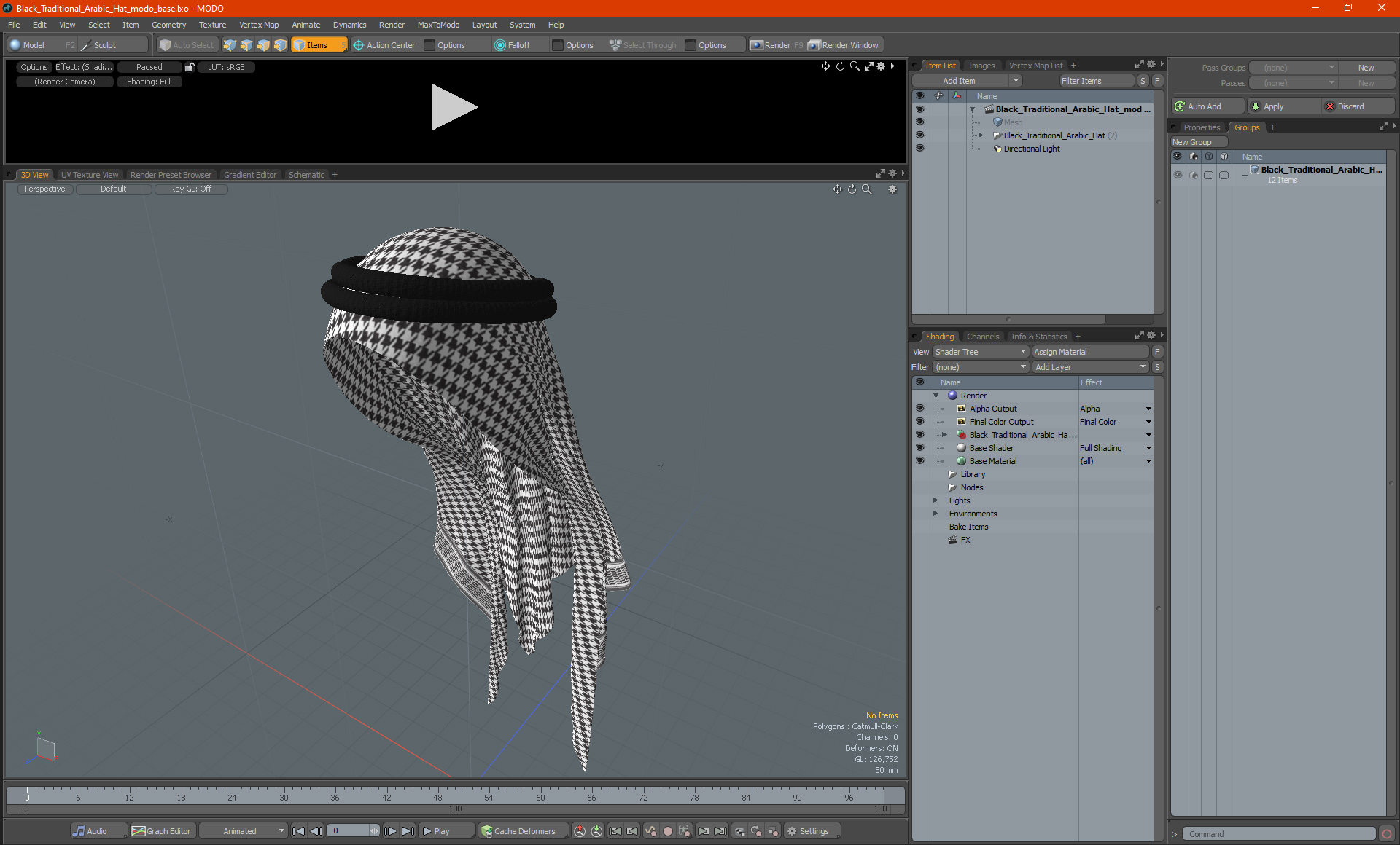 3D Black Traditional Arabic Hat model