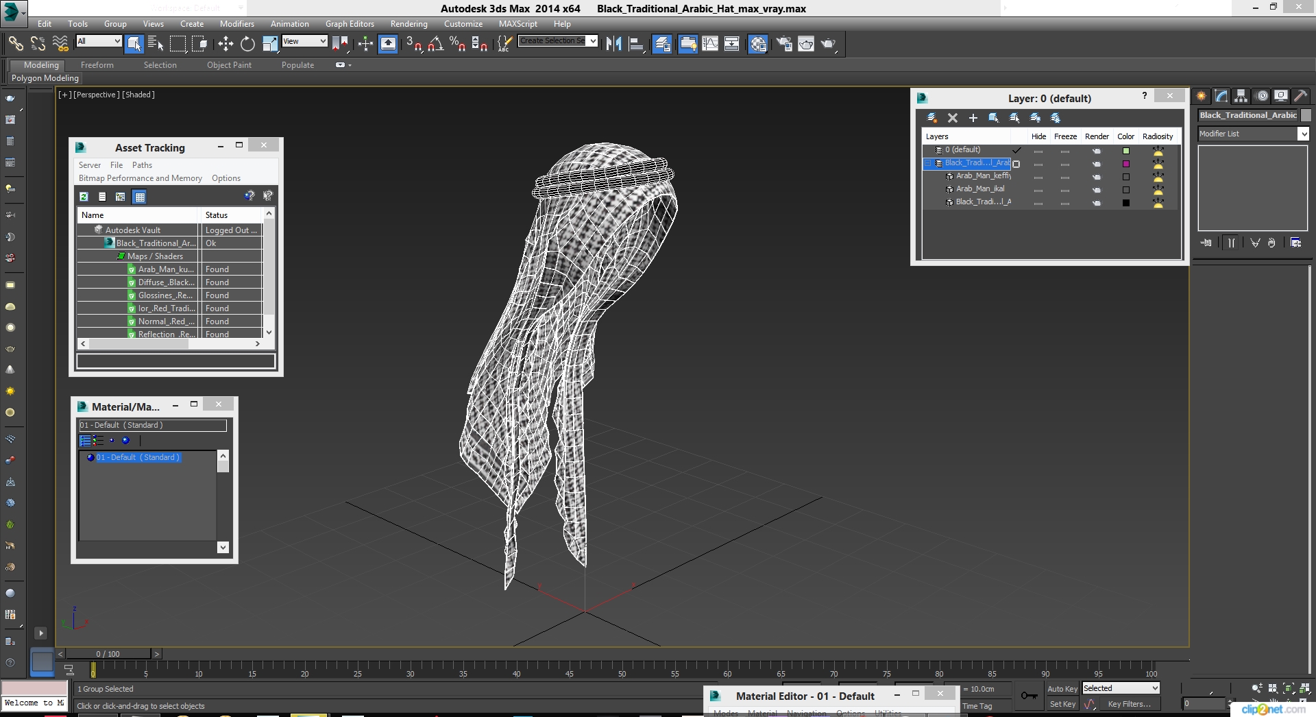3D Black Traditional Arabic Hat model