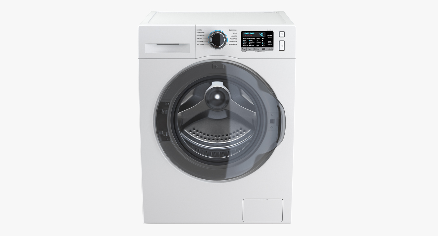 Front Load Washing Machine White 3D