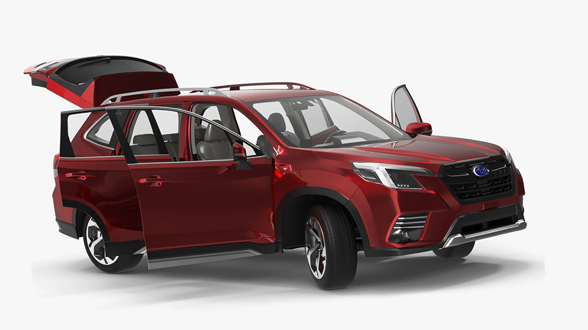 3D model Subaru Forester 2022 Red Rigged for Cinema 4D