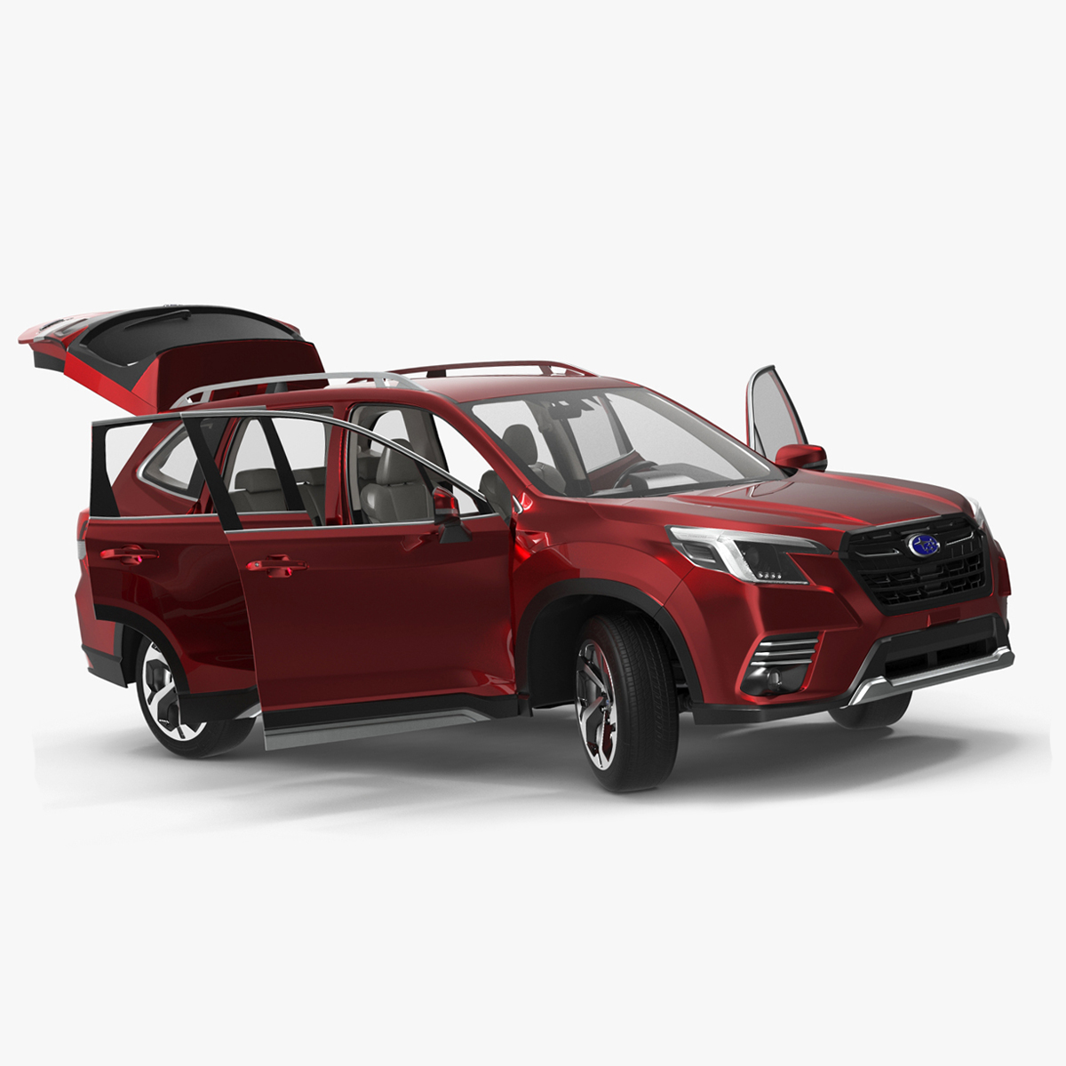 3D model Subaru Forester 2022 Red Rigged for Cinema 4D
