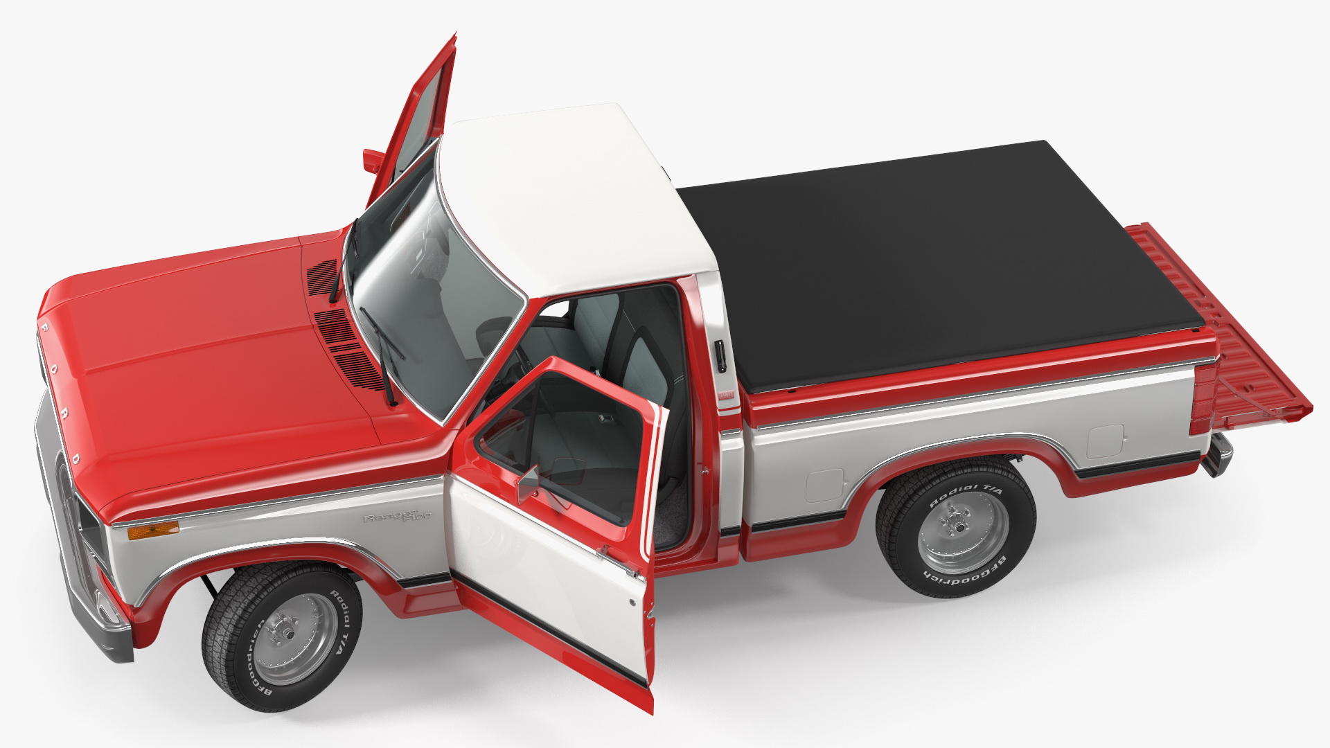 Ford F Series Ranger 1980 Pickup Truck Red Rigged 3D model