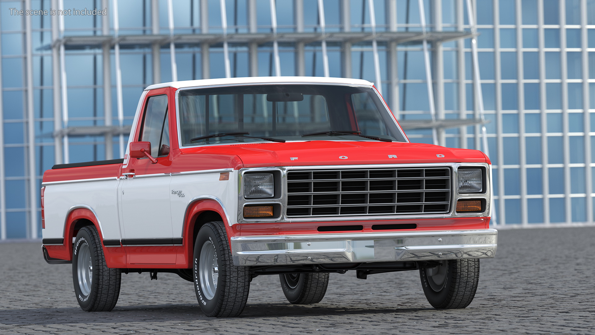 Ford F Series Ranger 1980 Pickup Truck Red Rigged 3D model