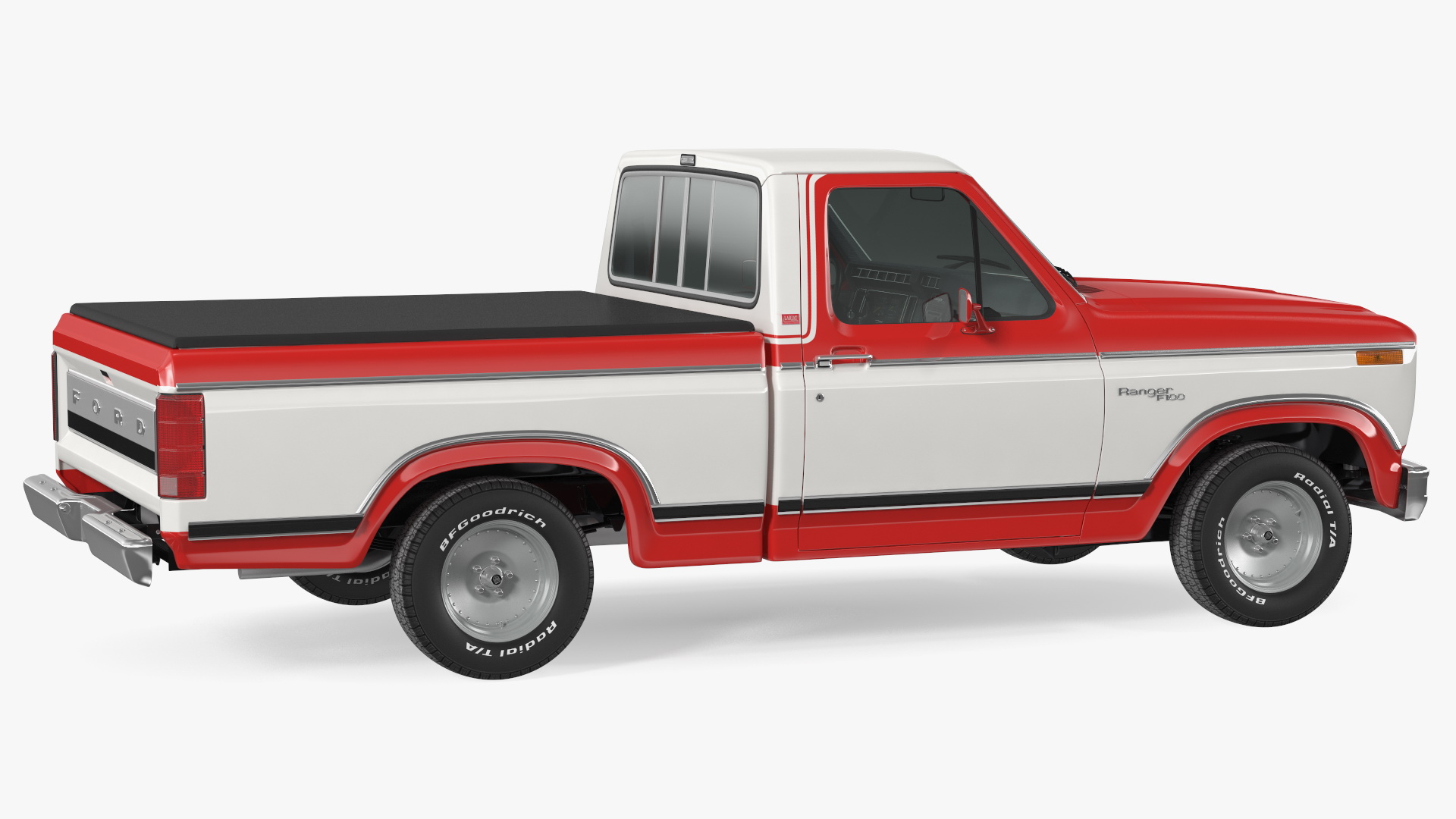 Ford F Series Ranger 1980 Pickup Truck Red Rigged 3D model