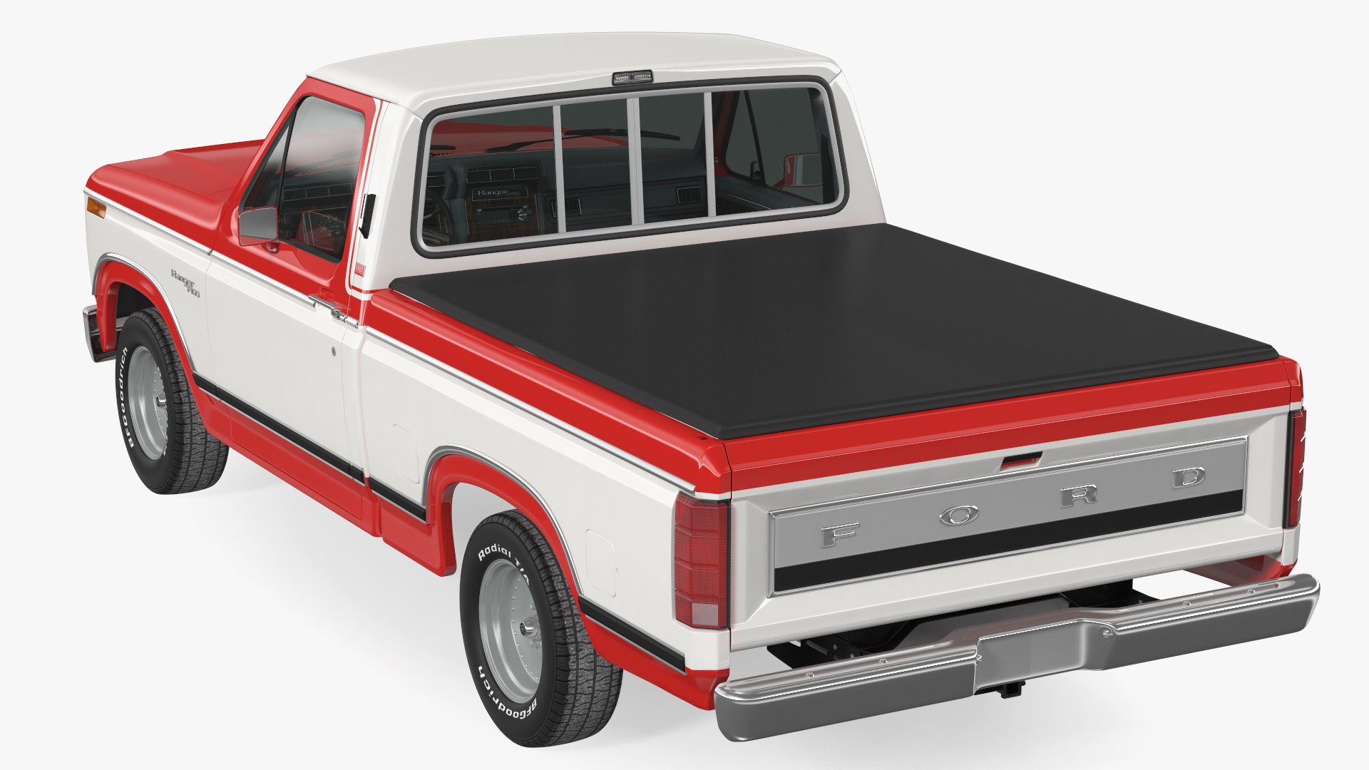 Ford F Series Ranger 1980 Pickup Truck Red Rigged 3D model