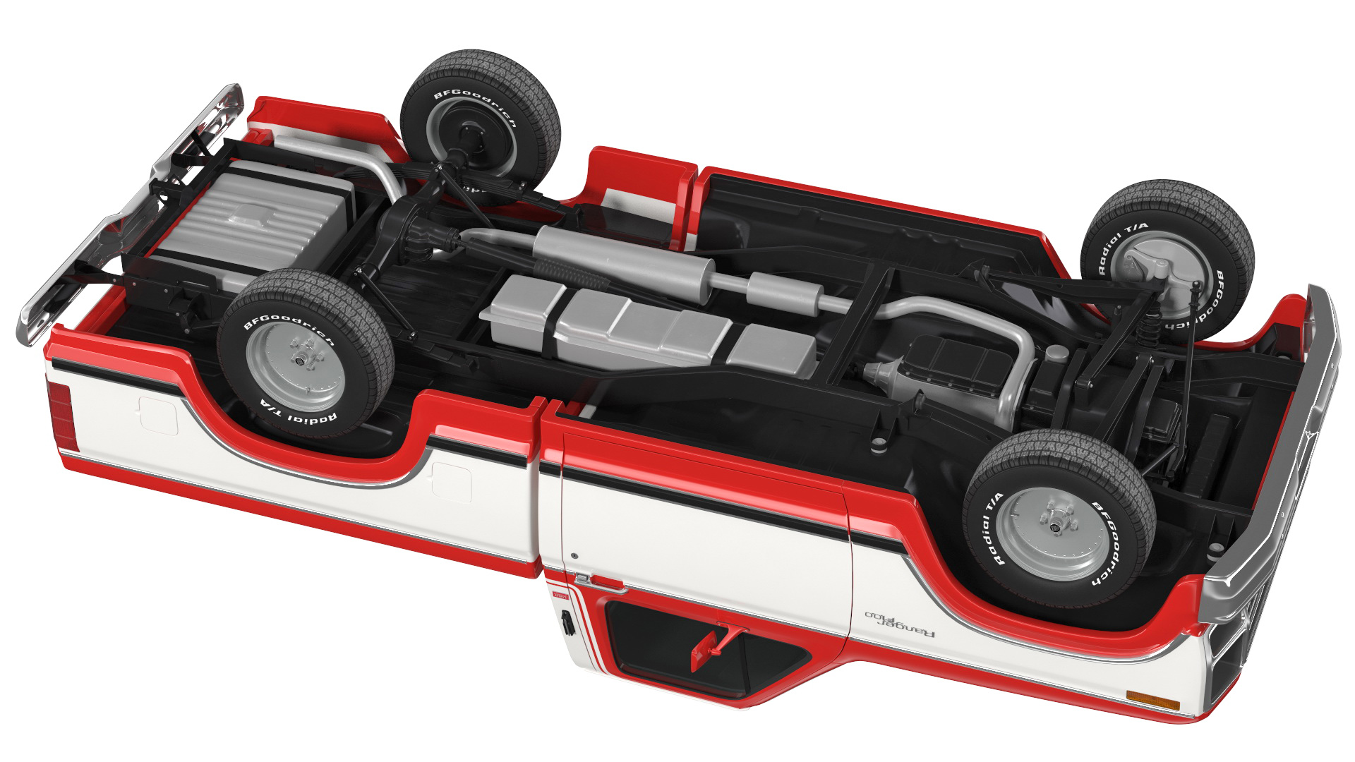 Ford F Series Ranger 1980 Pickup Truck Red Rigged 3D model