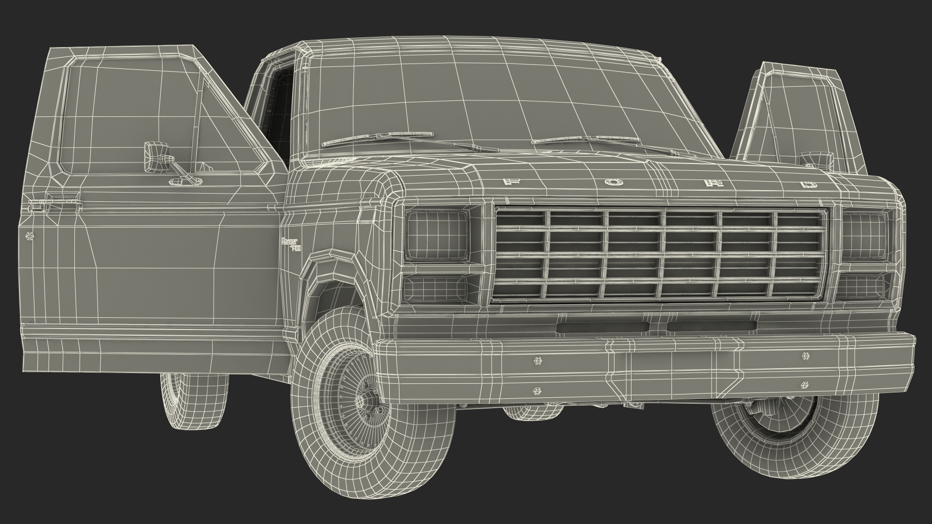 Ford F Series Ranger 1980 Pickup Truck Red Rigged 3D model