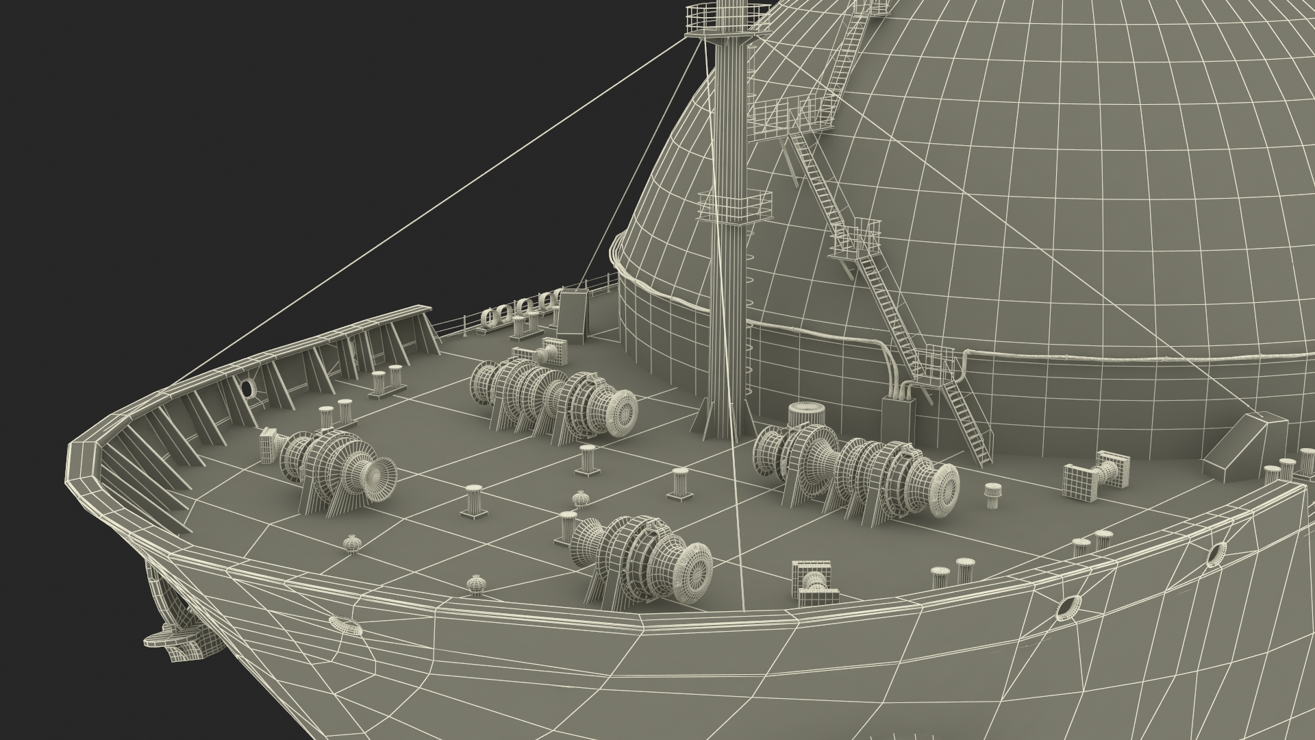 Gas Carrier Ship and LNG Pier 3D model