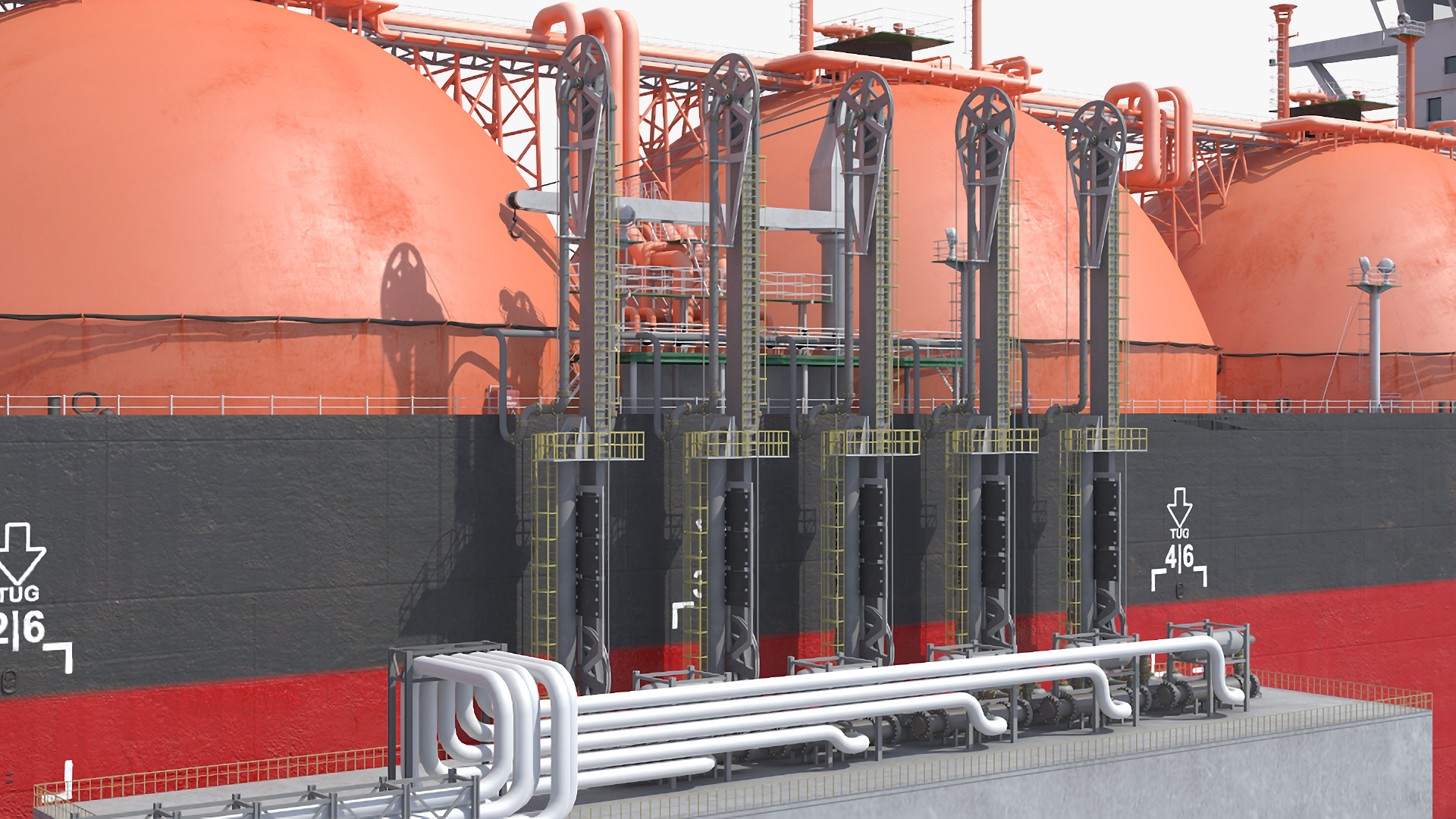 Gas Carrier Ship and LNG Pier 3D model