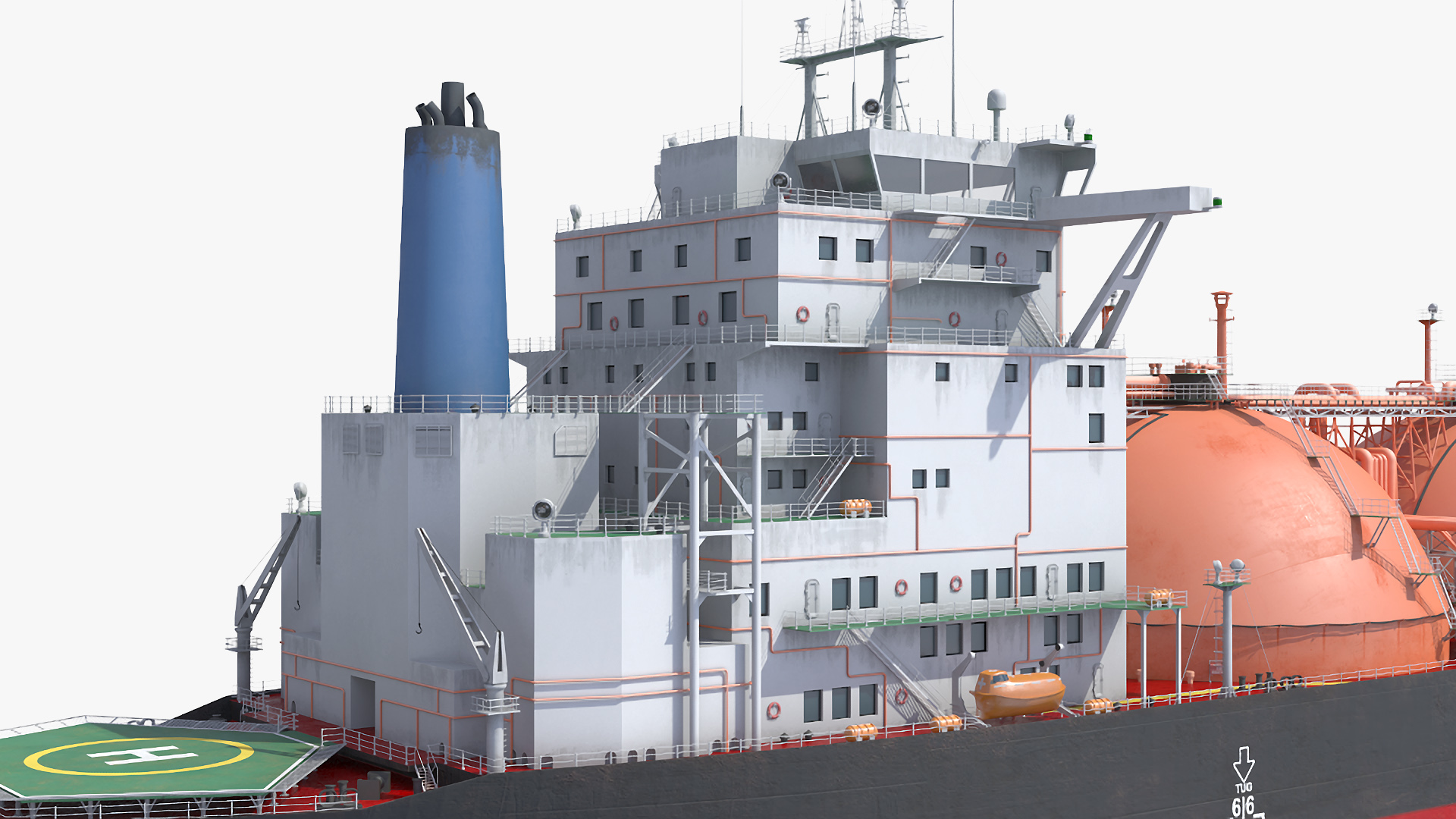 Gas Carrier Ship and LNG Pier 3D model