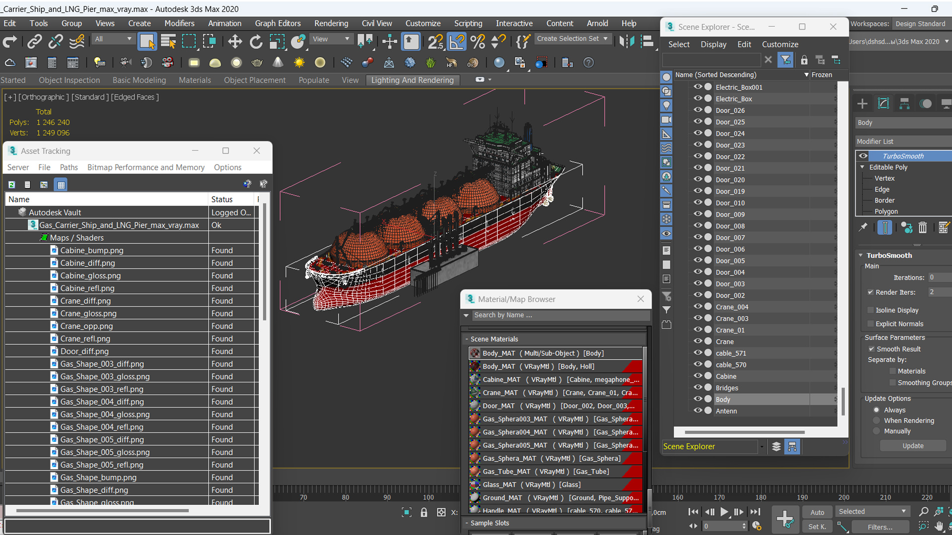 Gas Carrier Ship and LNG Pier 3D model