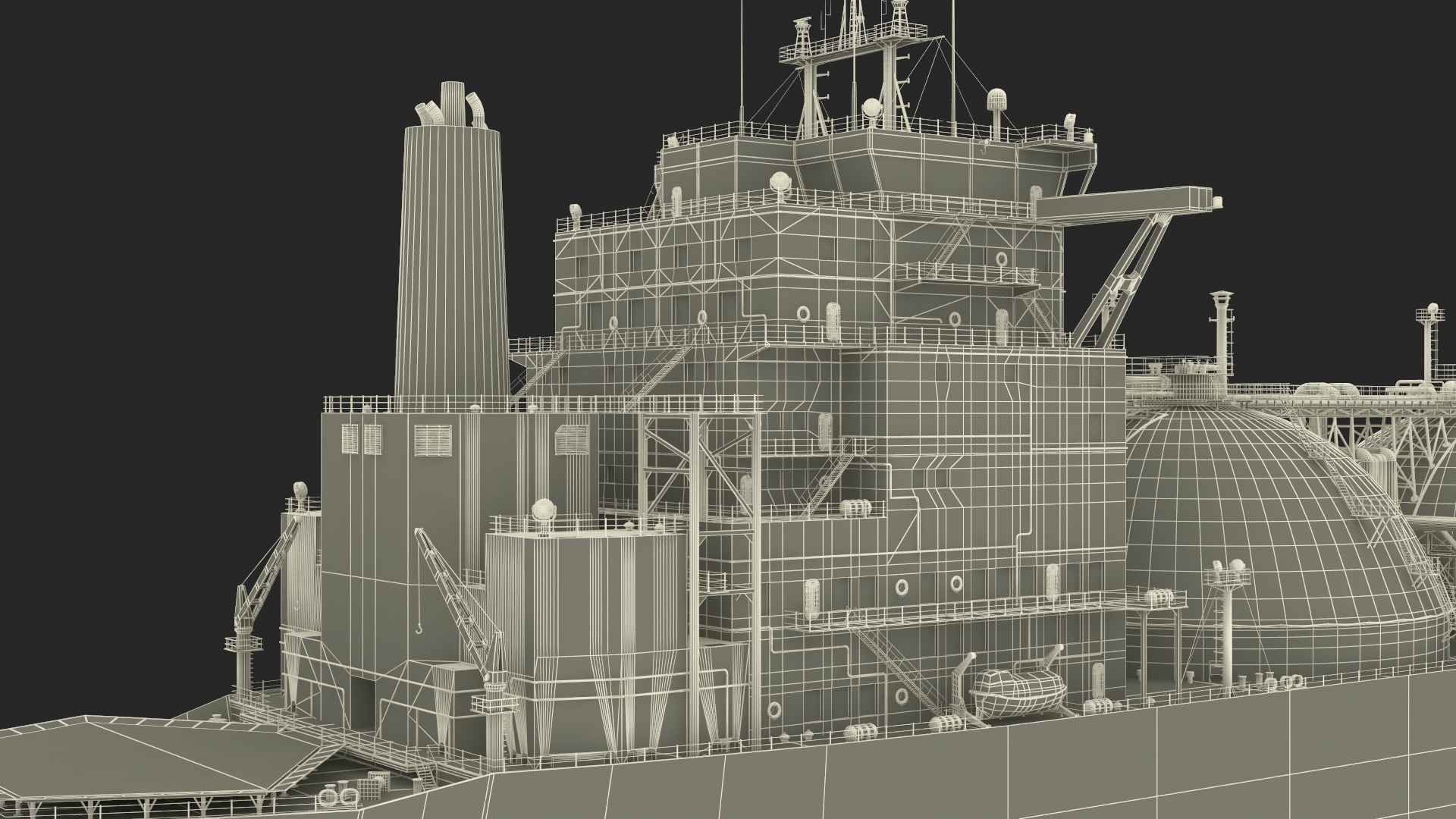 Gas Carrier Ship and LNG Pier 3D model