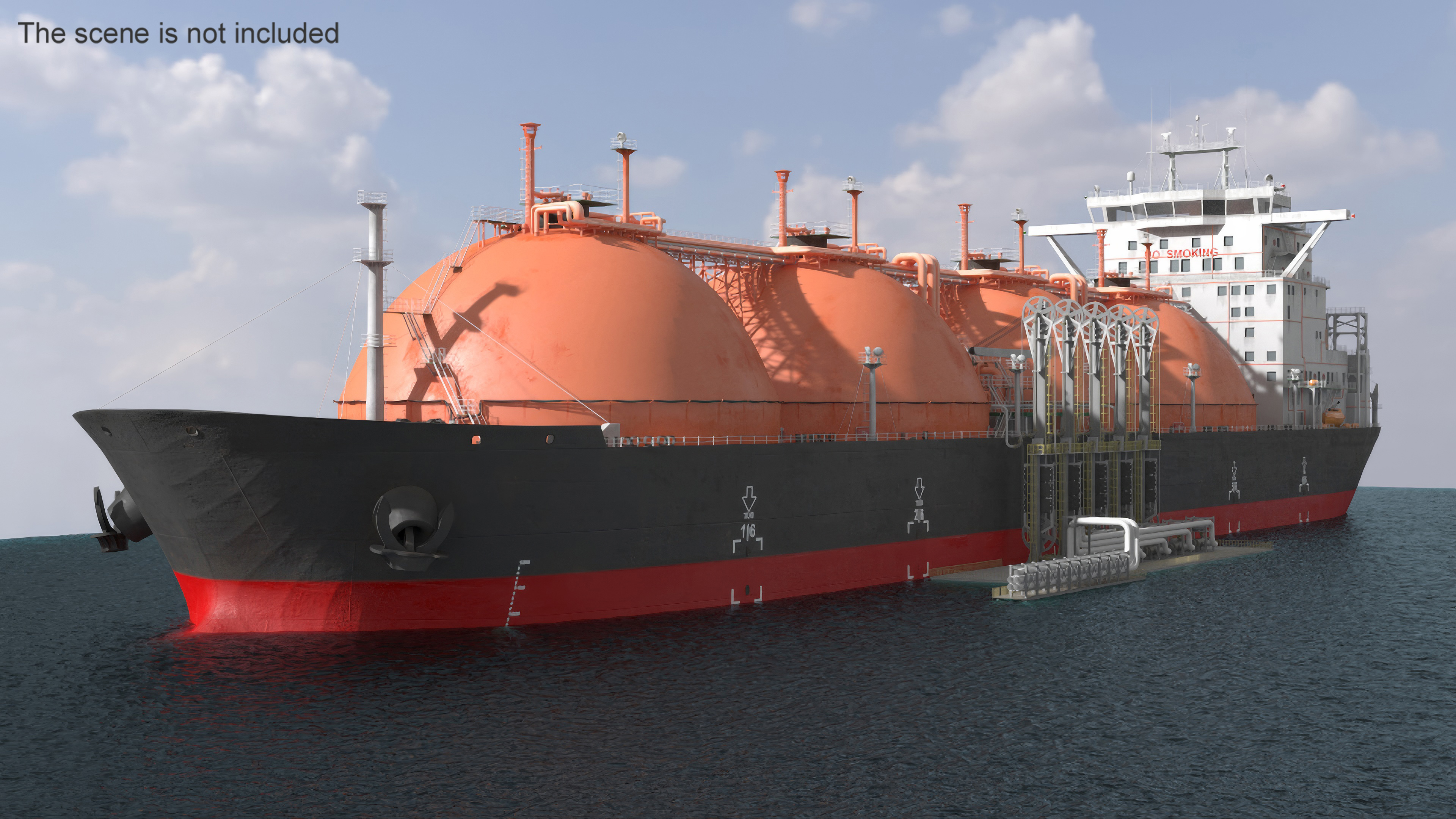 Gas Carrier Ship and LNG Pier 3D model