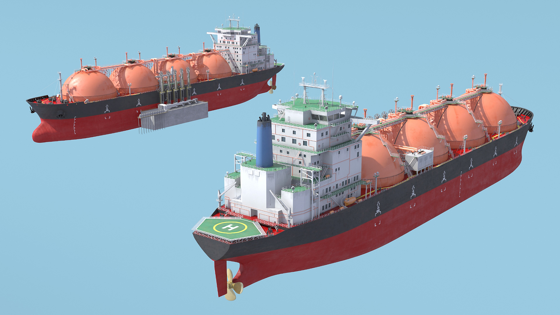 Gas Carrier Ship and LNG Pier 3D model
