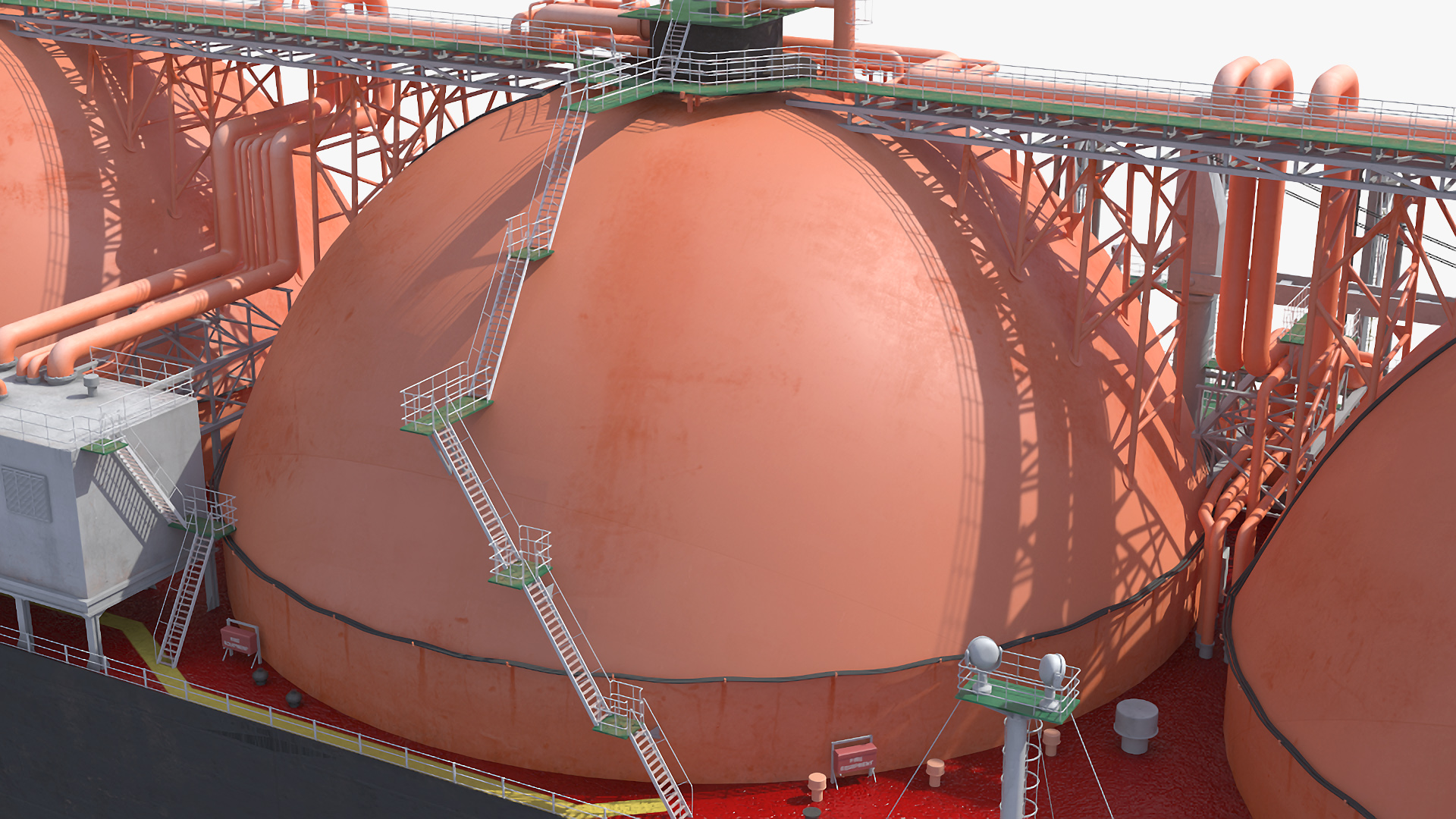 Gas Carrier Ship and LNG Pier 3D model