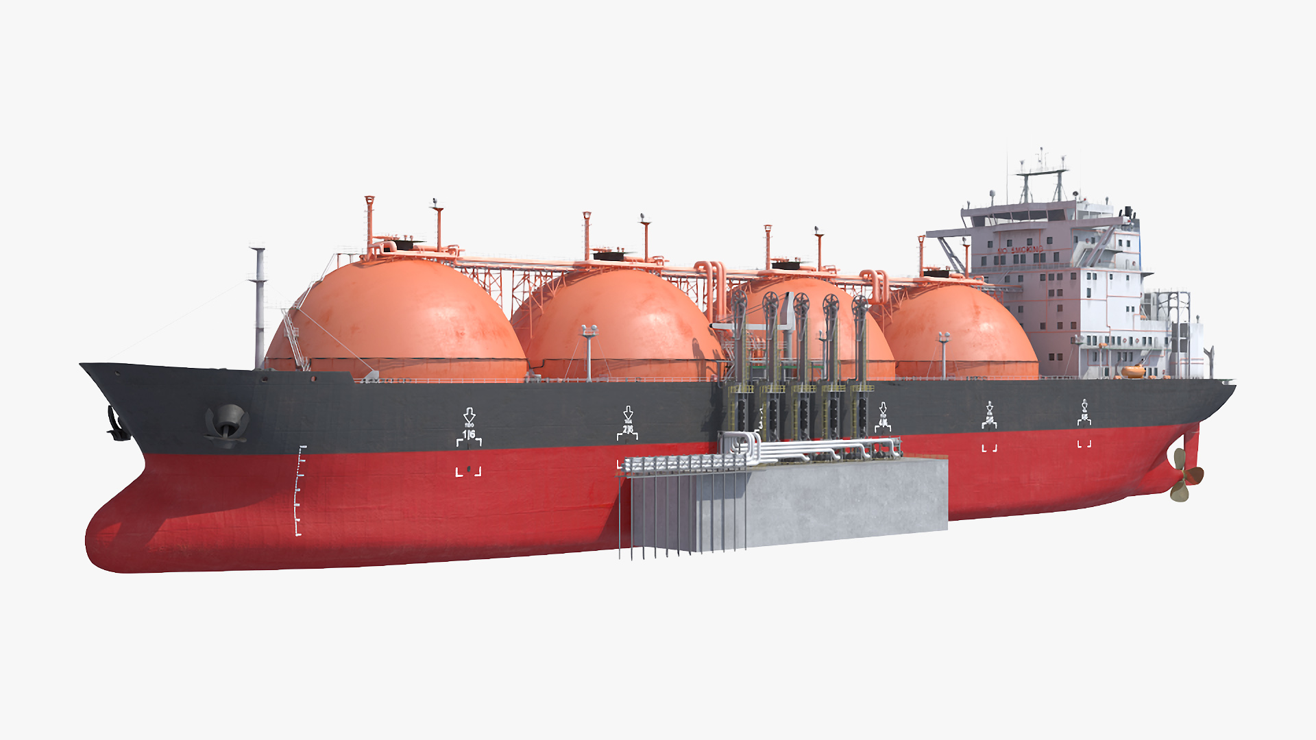 Gas Carrier Ship and LNG Pier 3D model
