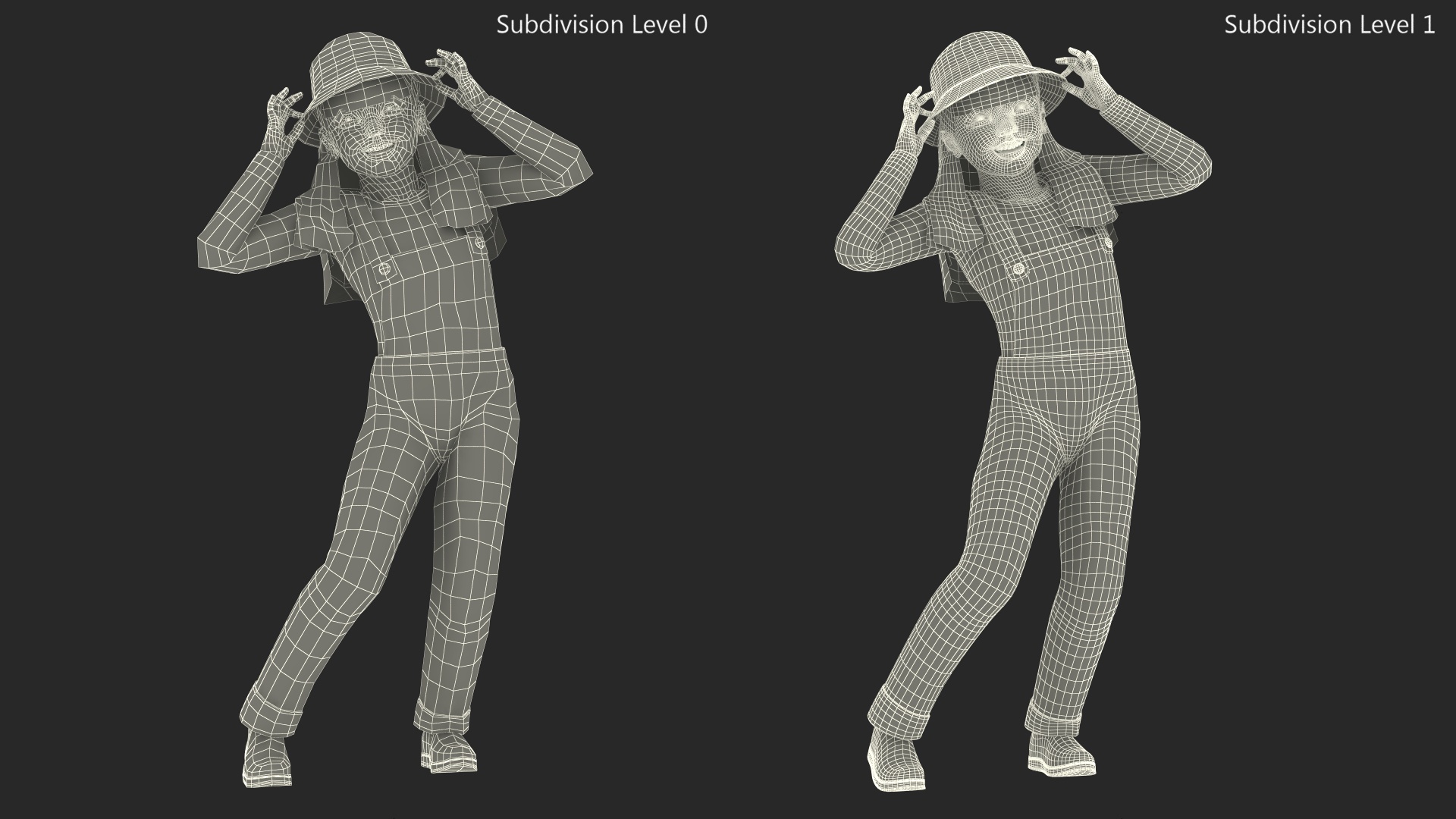 Dancing Girl Child Denim Suit 3D model