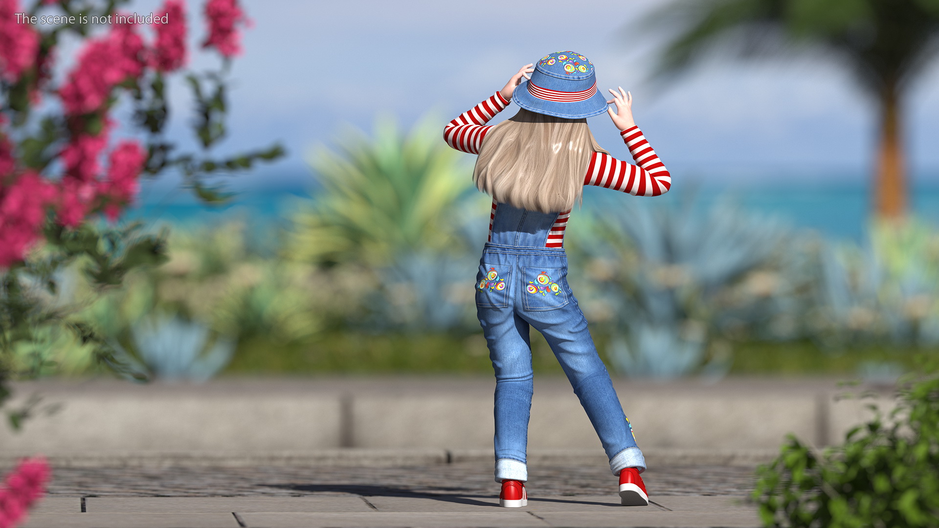 Dancing Girl Child Denim Suit 3D model