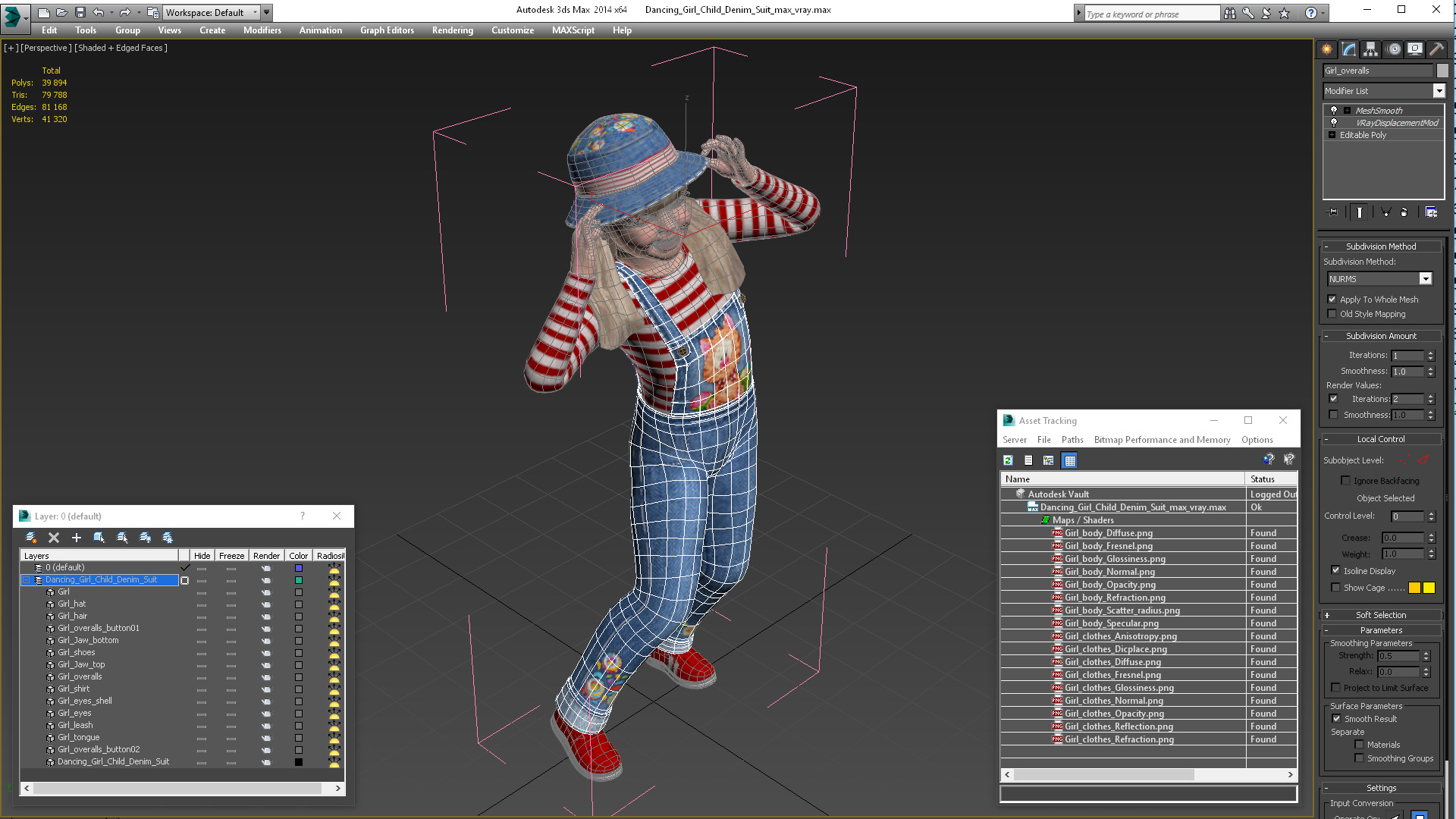 Dancing Girl Child Denim Suit 3D model