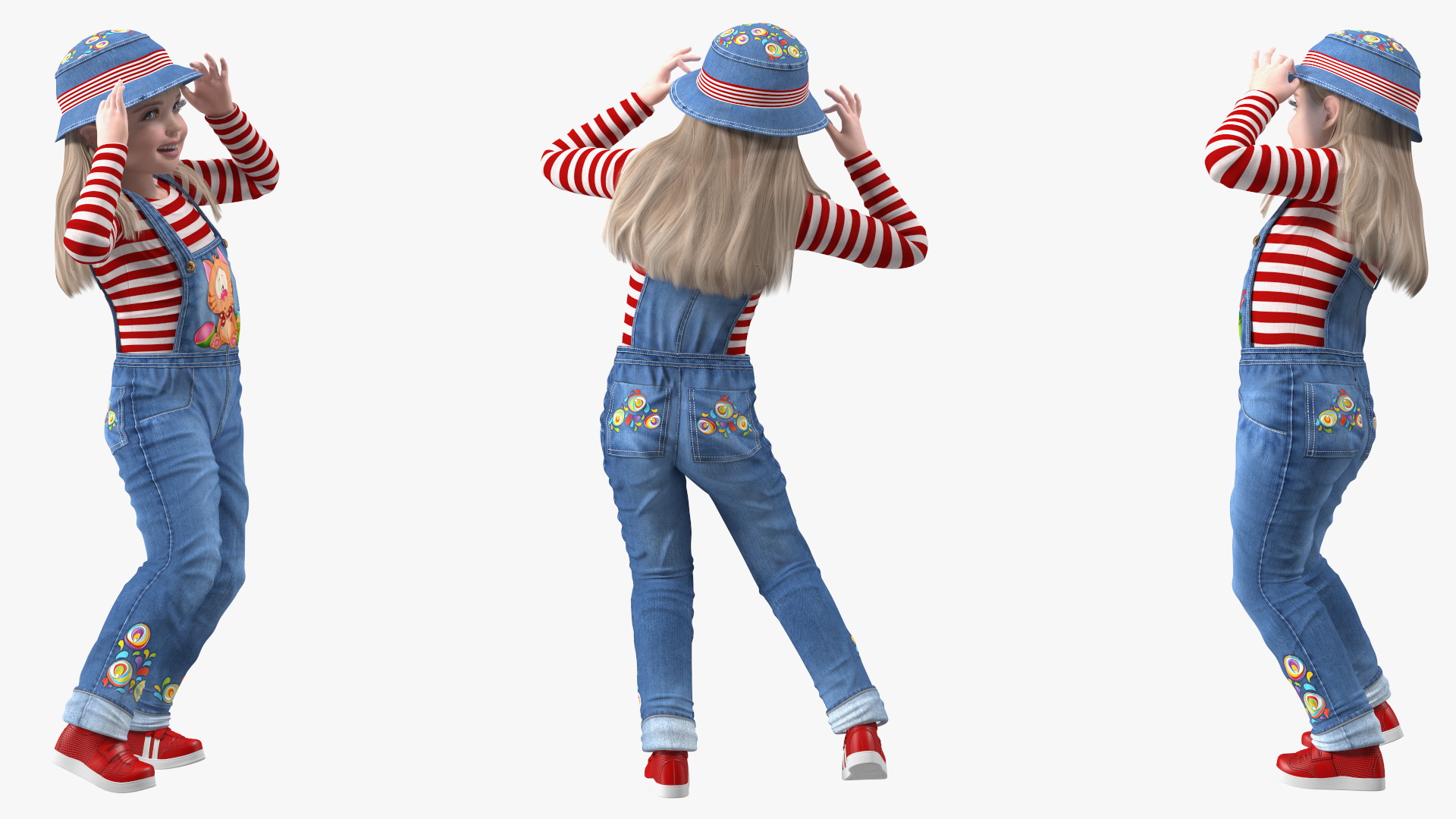 Dancing Girl Child Denim Suit 3D model