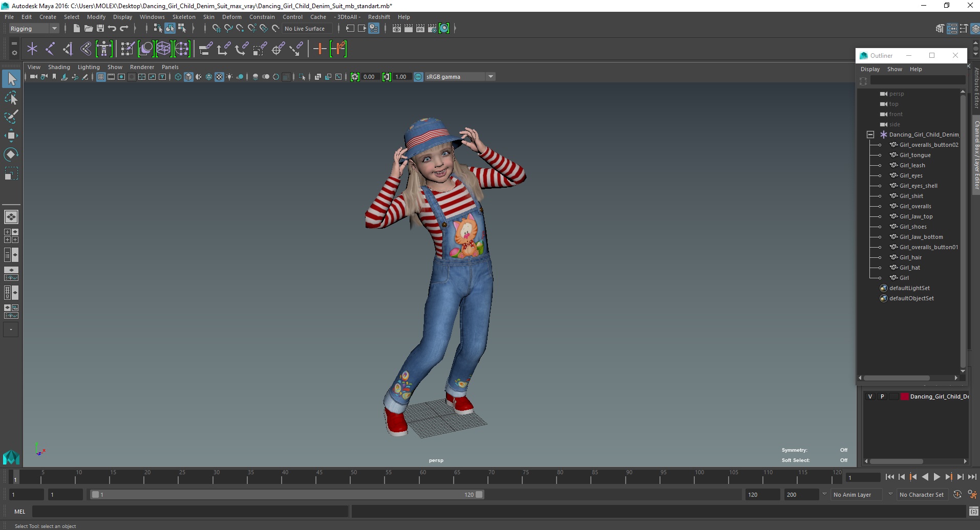 Dancing Girl Child Denim Suit 3D model