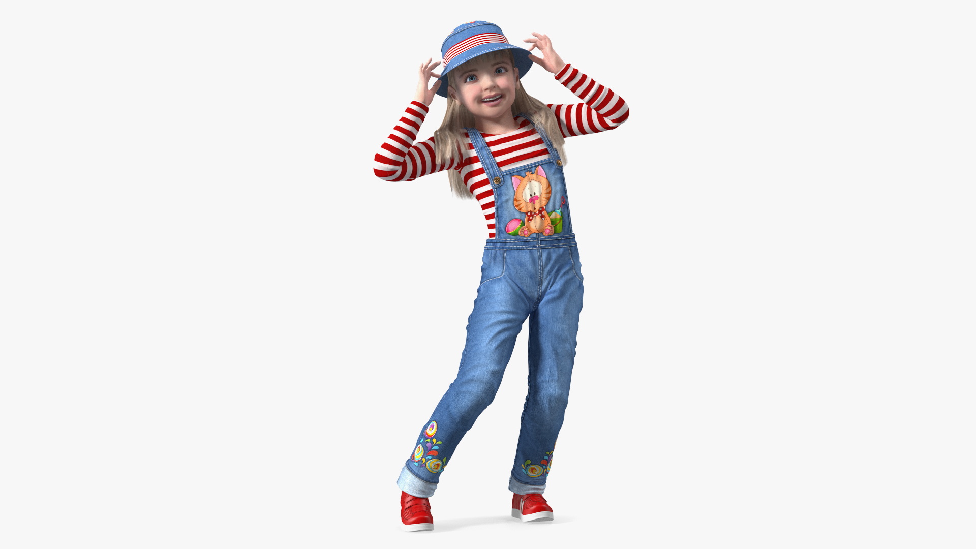 Dancing Girl Child Denim Suit 3D model