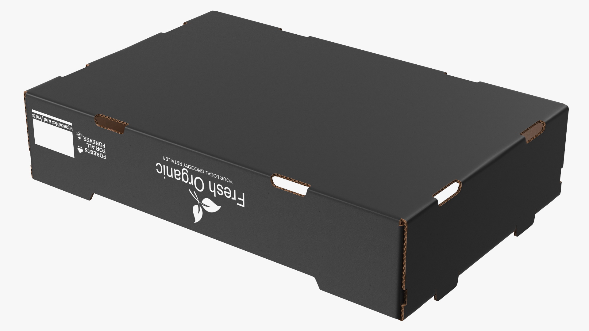 Stackable Corrugated Cardboard Fruit Tray Black 3D