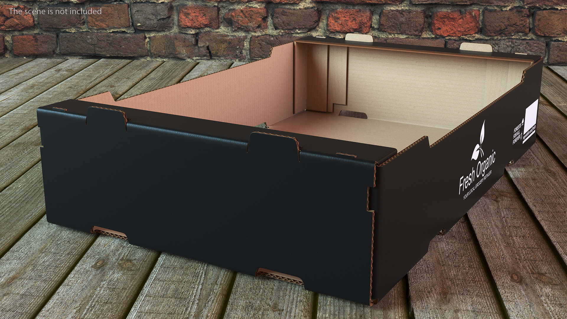 Stackable Corrugated Cardboard Fruit Tray Black 3D