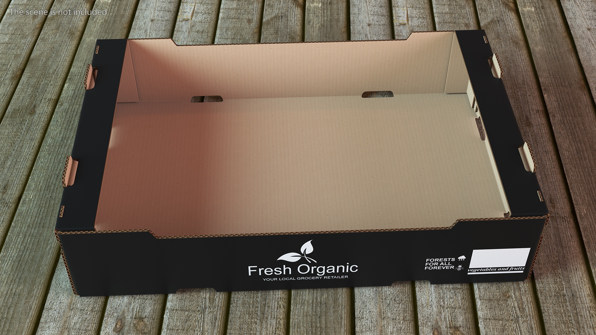 Stackable Corrugated Cardboard Fruit Tray Black 3D