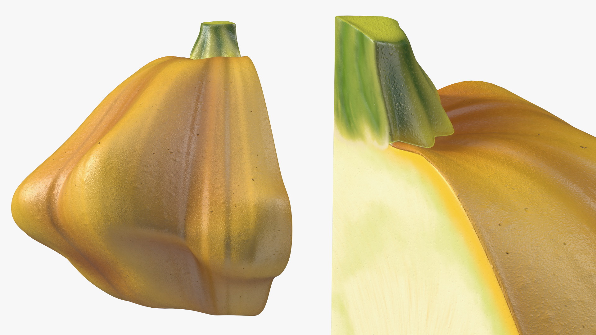 3D Quarter of Orange Color Bush Pumpkin