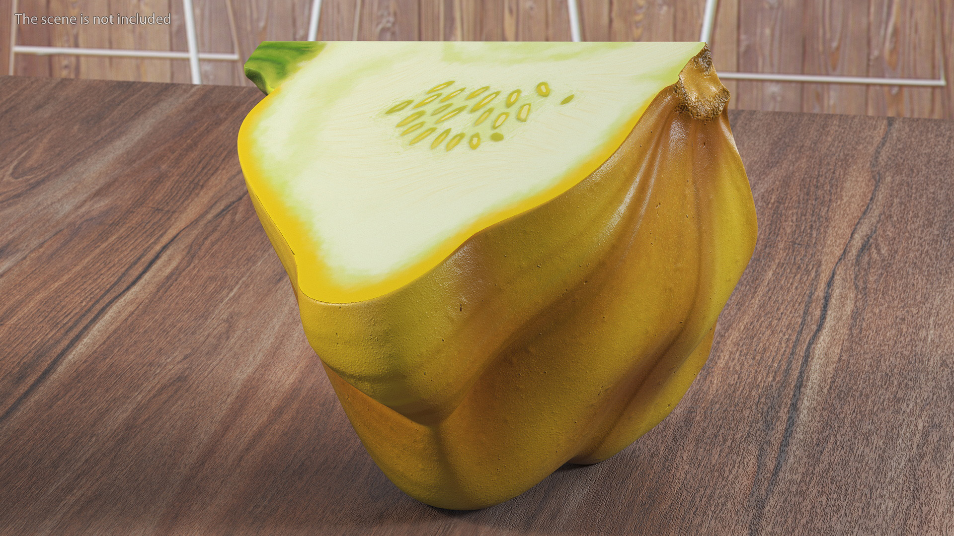 3D Quarter of Orange Color Bush Pumpkin