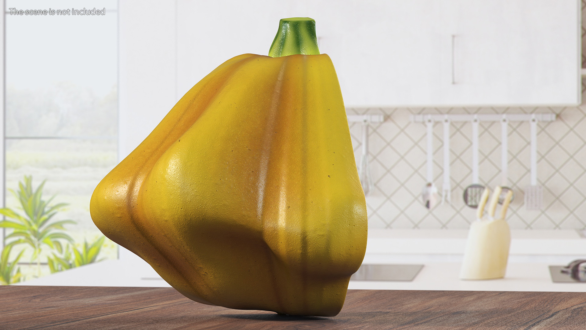 3D Quarter of Orange Color Bush Pumpkin