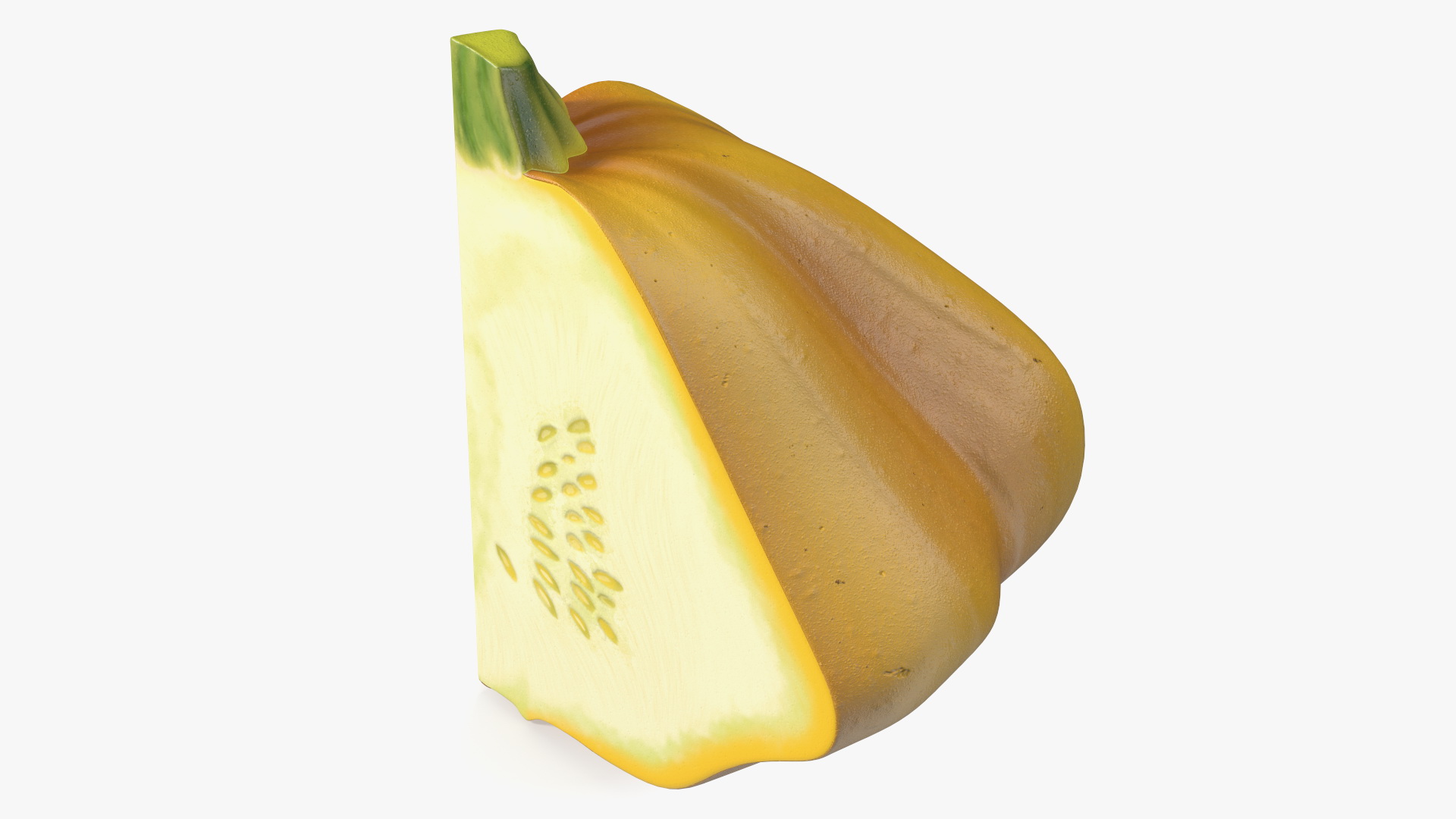 3D Quarter of Orange Color Bush Pumpkin
