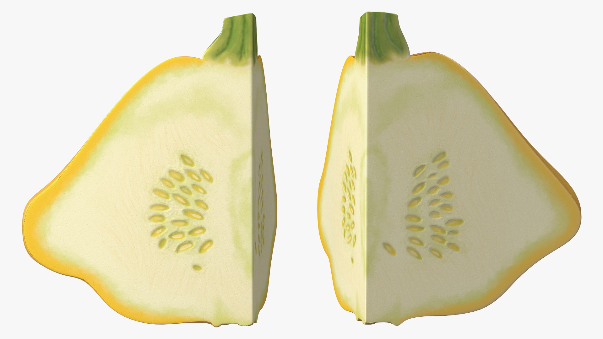 3D Quarter of Orange Color Bush Pumpkin