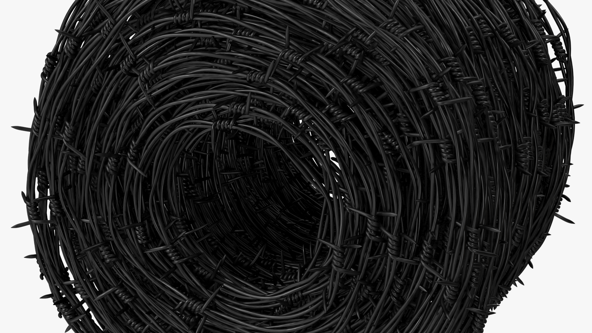 3D Barbed Wire Roll Black on Wooden Stand model