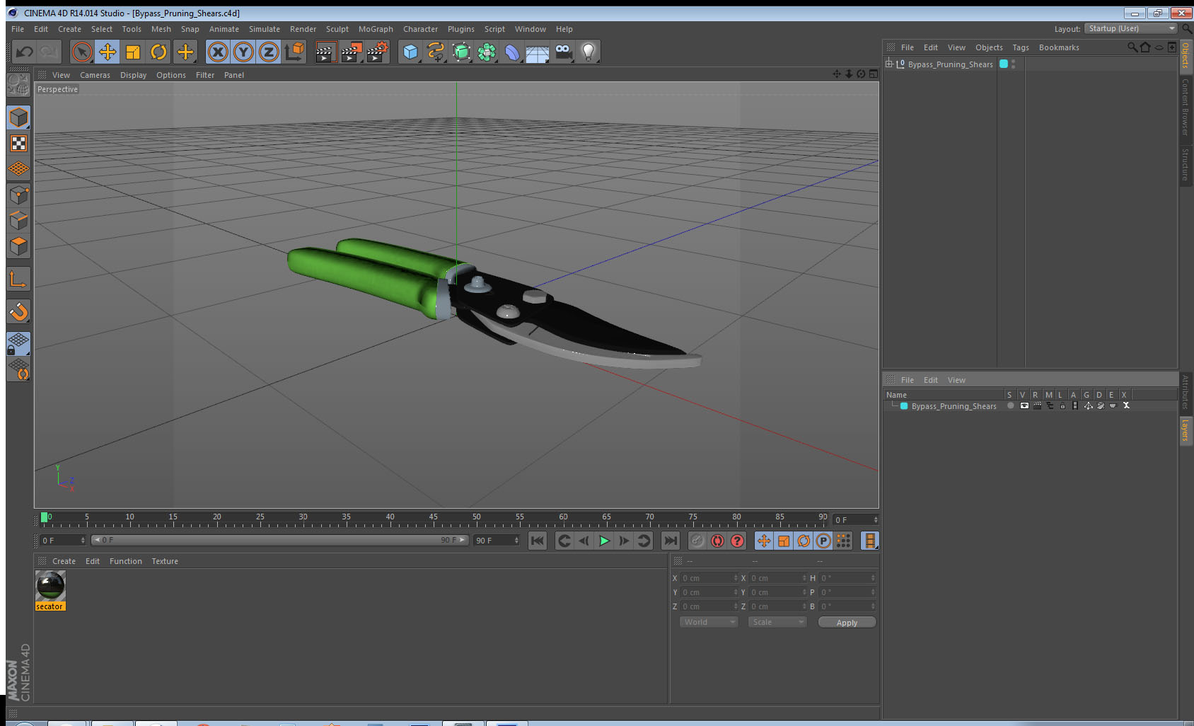 3D Bypass Pruning Shears