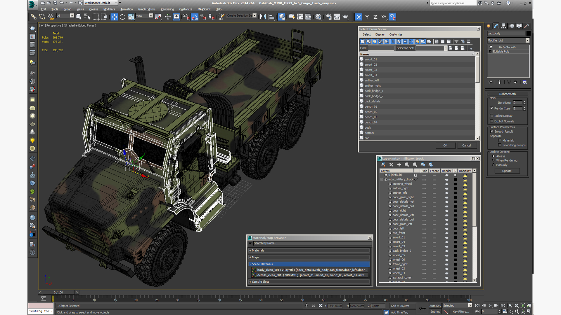 3D OshKosh MTVR MK23 6x6 Cargo Truck model