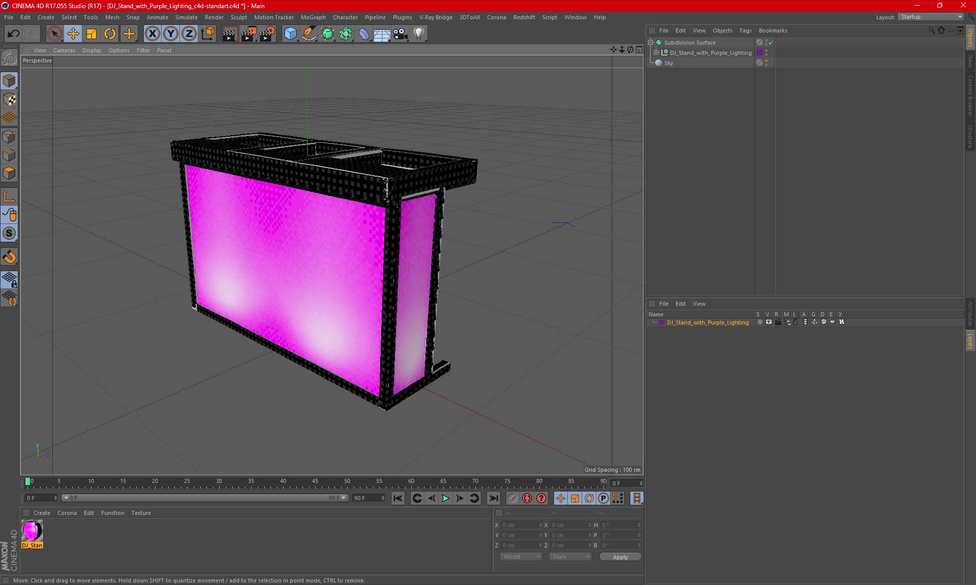 DJ Stand with Purple Lighting 3D model