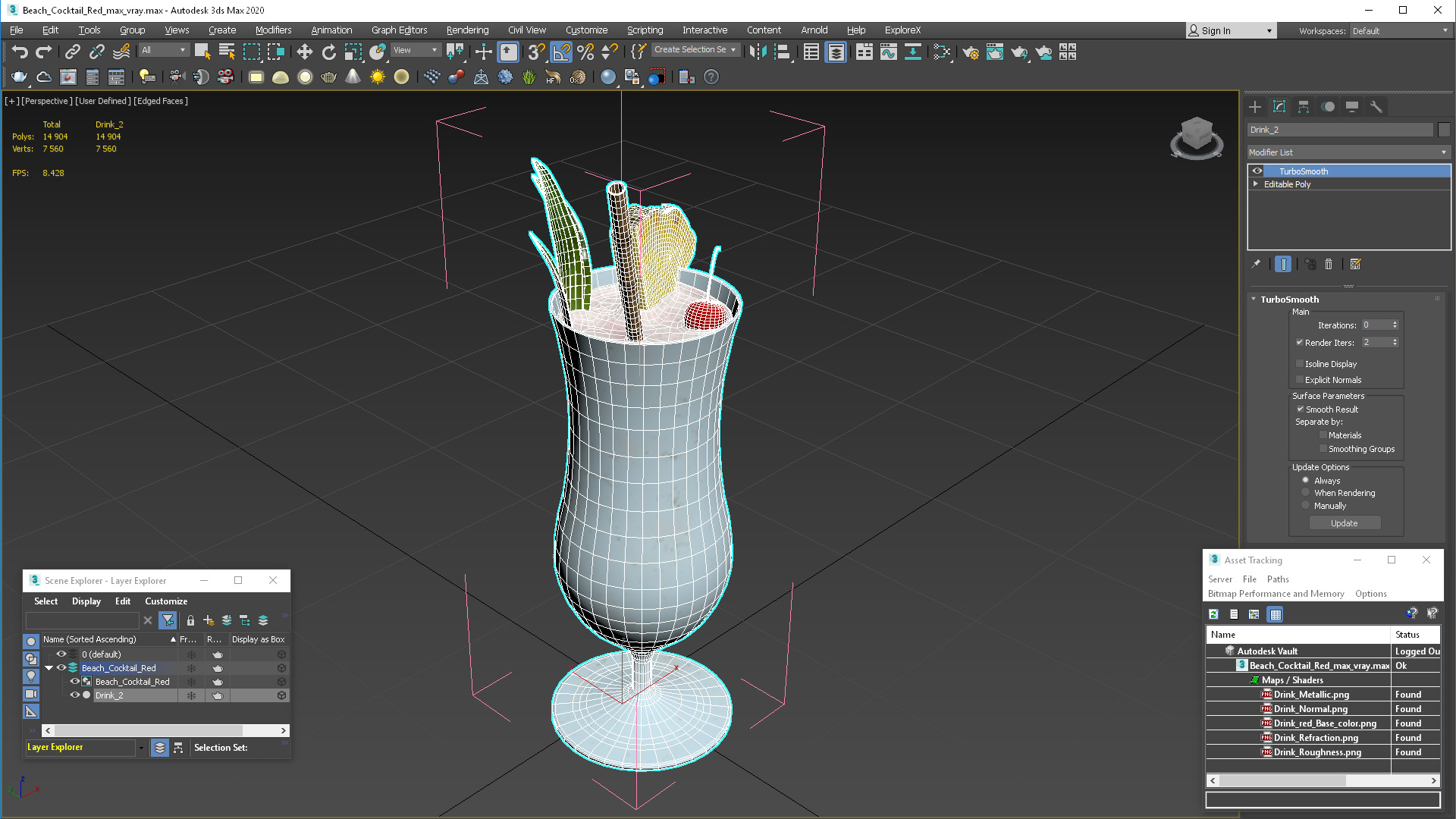 3D Beach Cocktail Red model