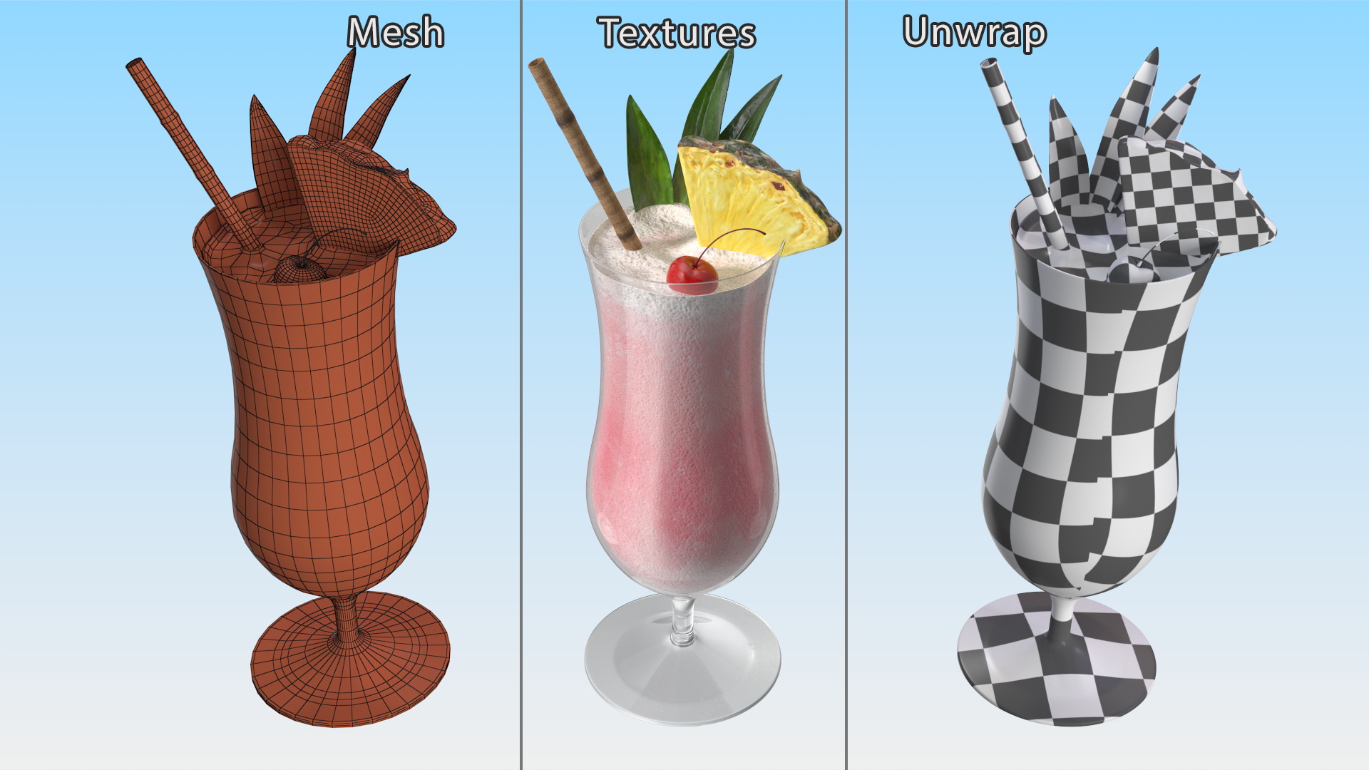 3D Beach Cocktail Red model