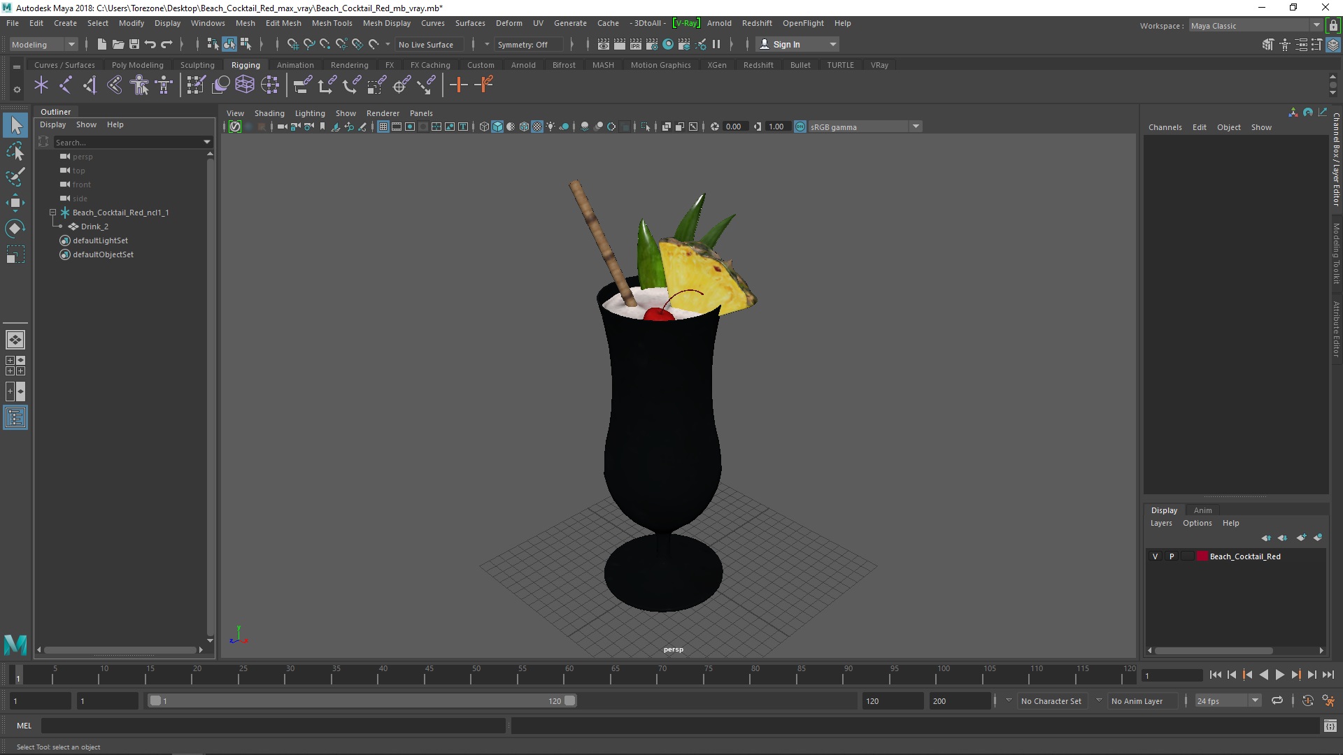 3D Beach Cocktail Red model