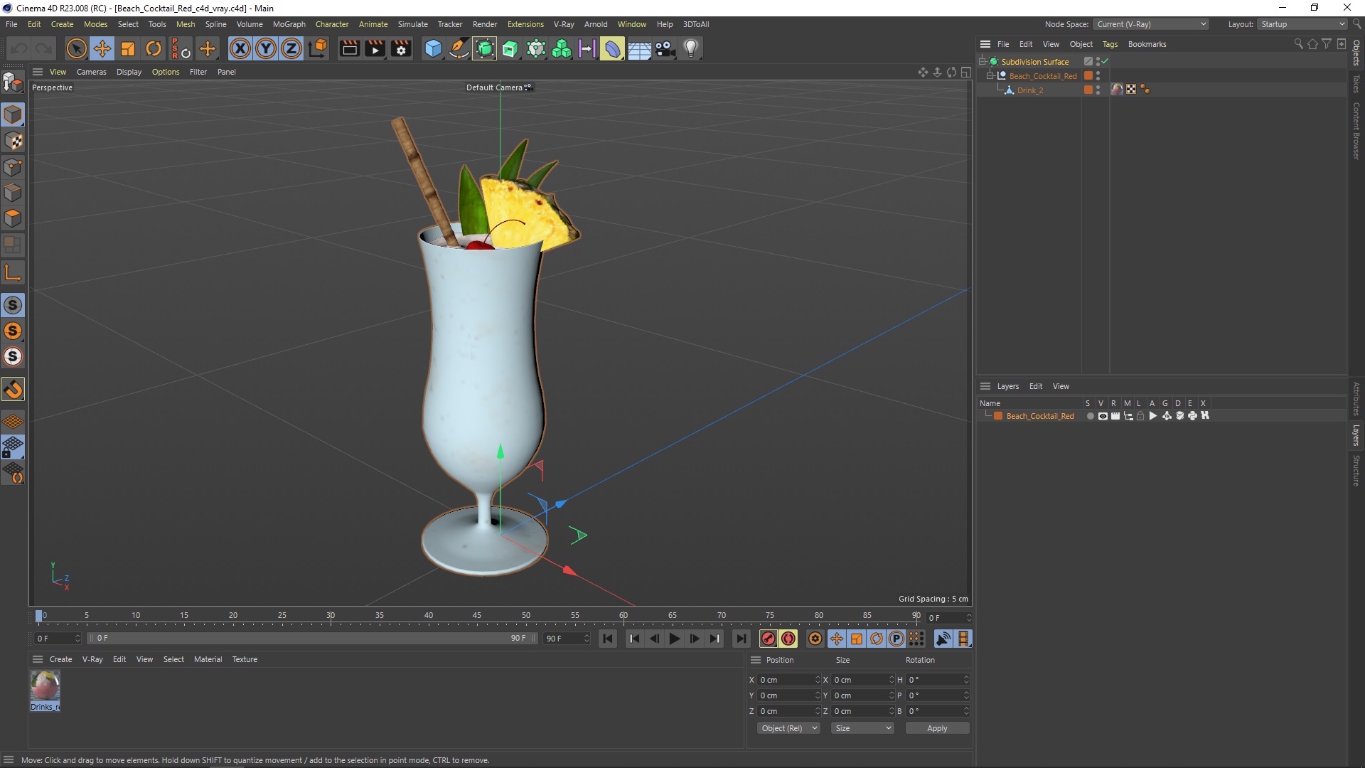 3D Beach Cocktail Red model