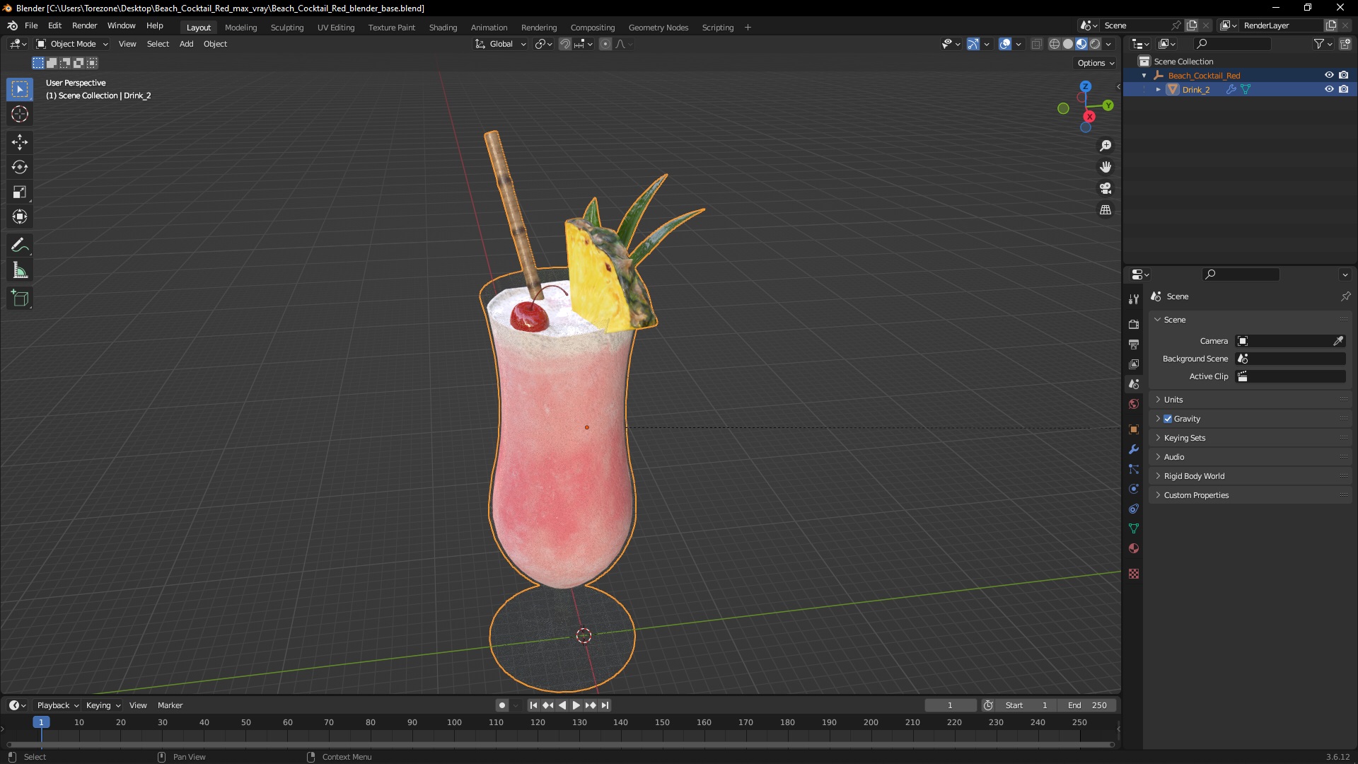 3D Beach Cocktail Red model