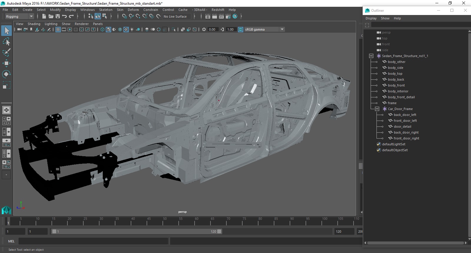 3D Sedan Frame Structure