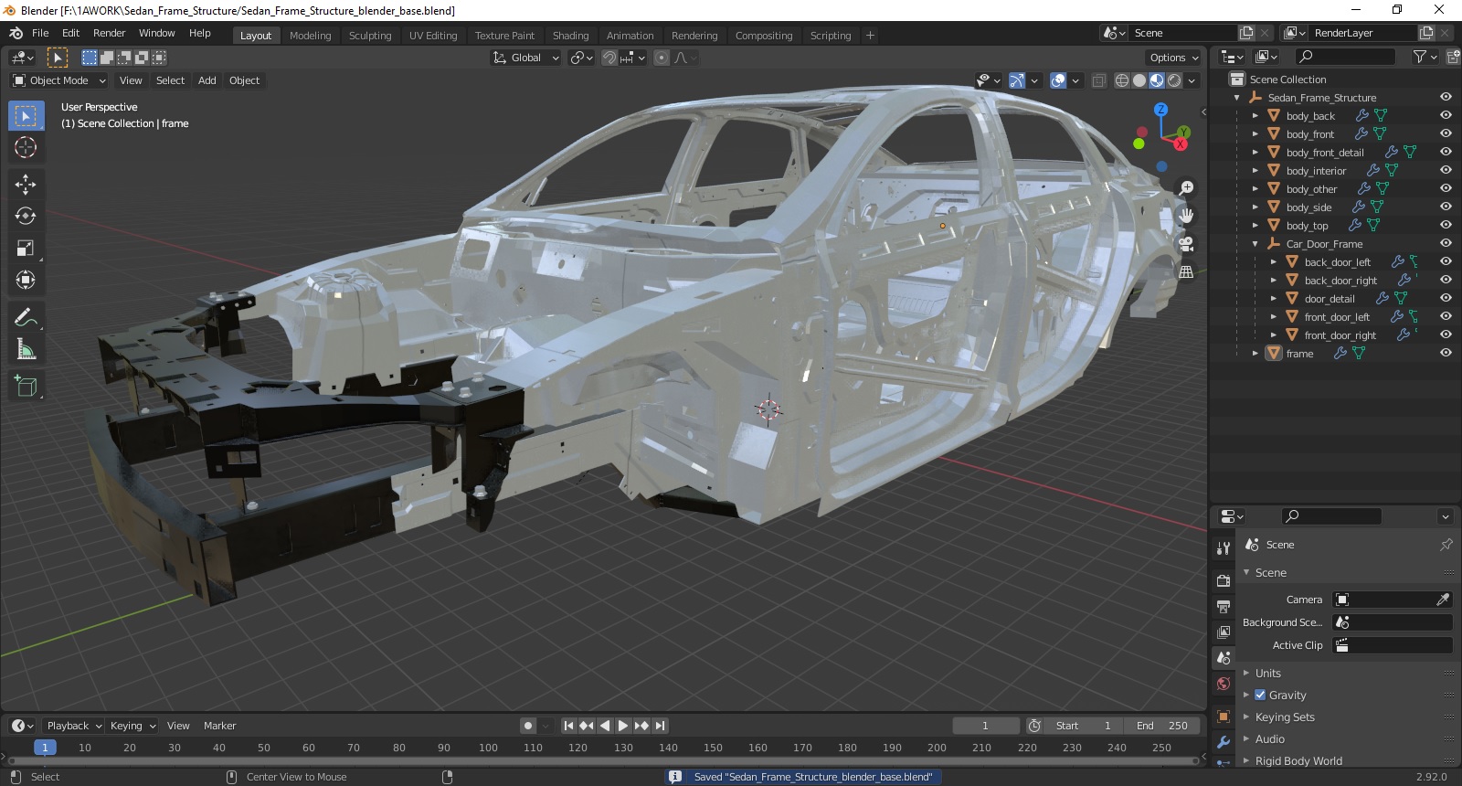 3D Sedan Frame Structure