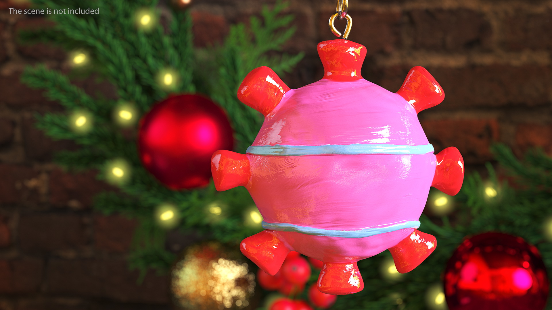 Coronavirus Ornament Christmas Branch 3D